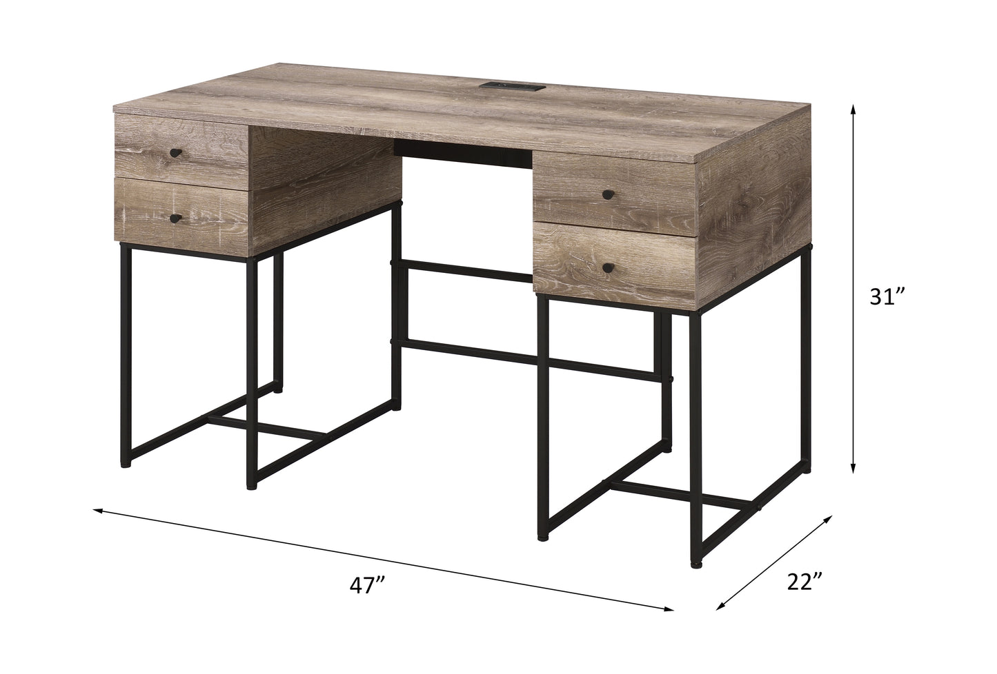 Rustic Oak & Black Desirre Writing Desk