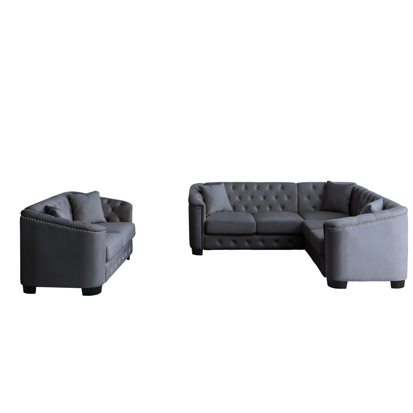 corner sofa+2-seater Combination sofa.Velvet Grey