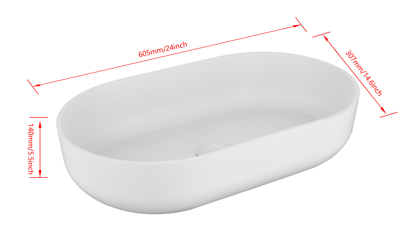 24*14*5.5  Modern Oval 24"x14" White   Above  Bathroom Vessel Sink, Bathroom Sink for Lavatory Vanity Cabinet