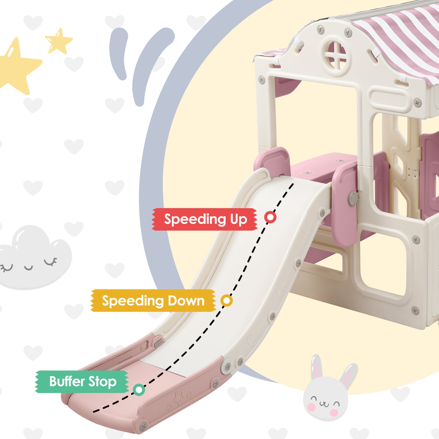 6-in-1 Toddler Swing and Slide Playset with Fairy House