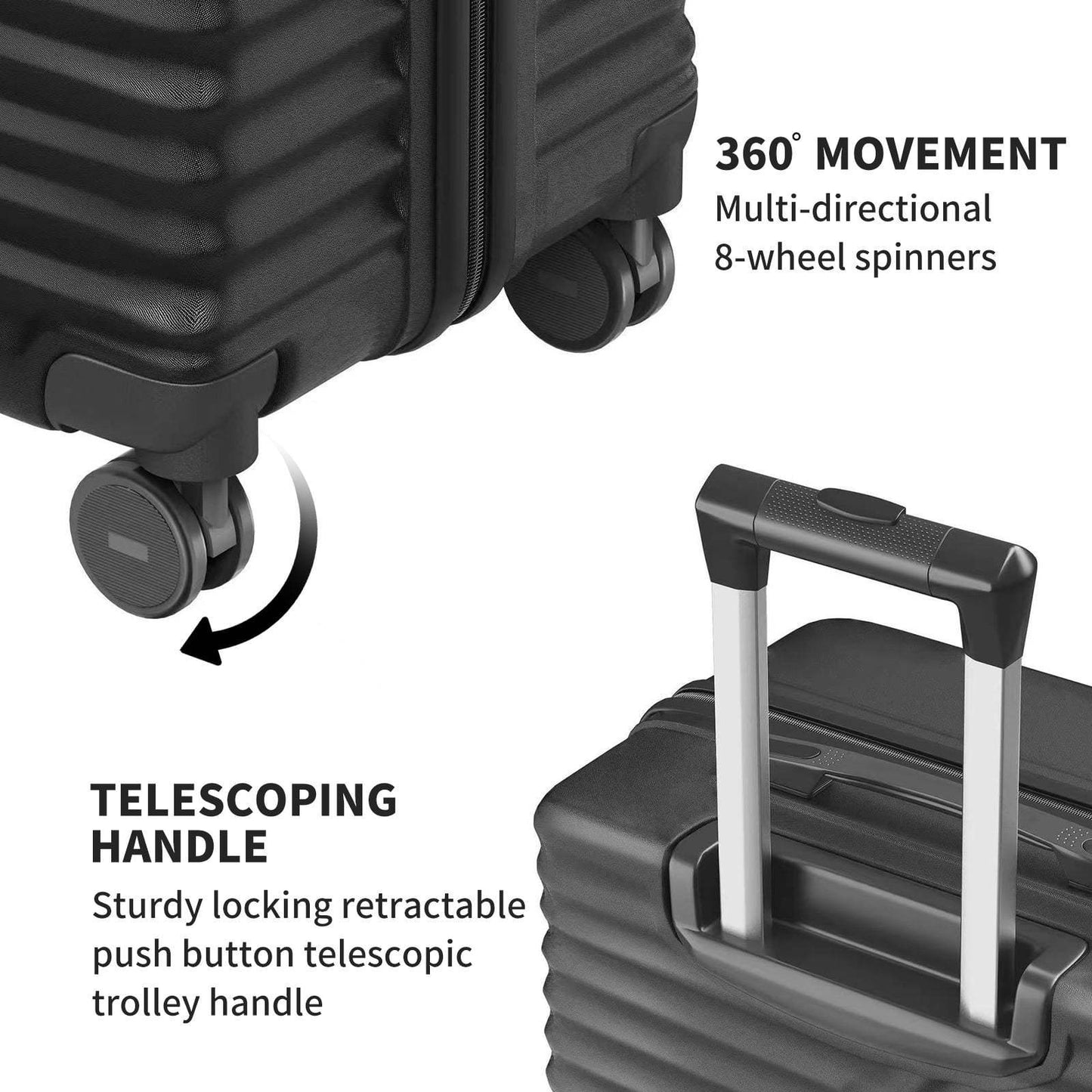 Hardshell Luggage Sets 3 Piece Double Spinner Wheels Suitcase with TSA Lock 20" 24" 28"