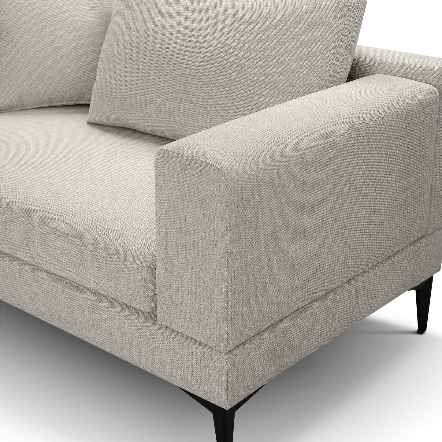 3-Piece U-Shape Upholstered Sectional Sofa Set with Reversible Chaise Lounge, Champagne Texture