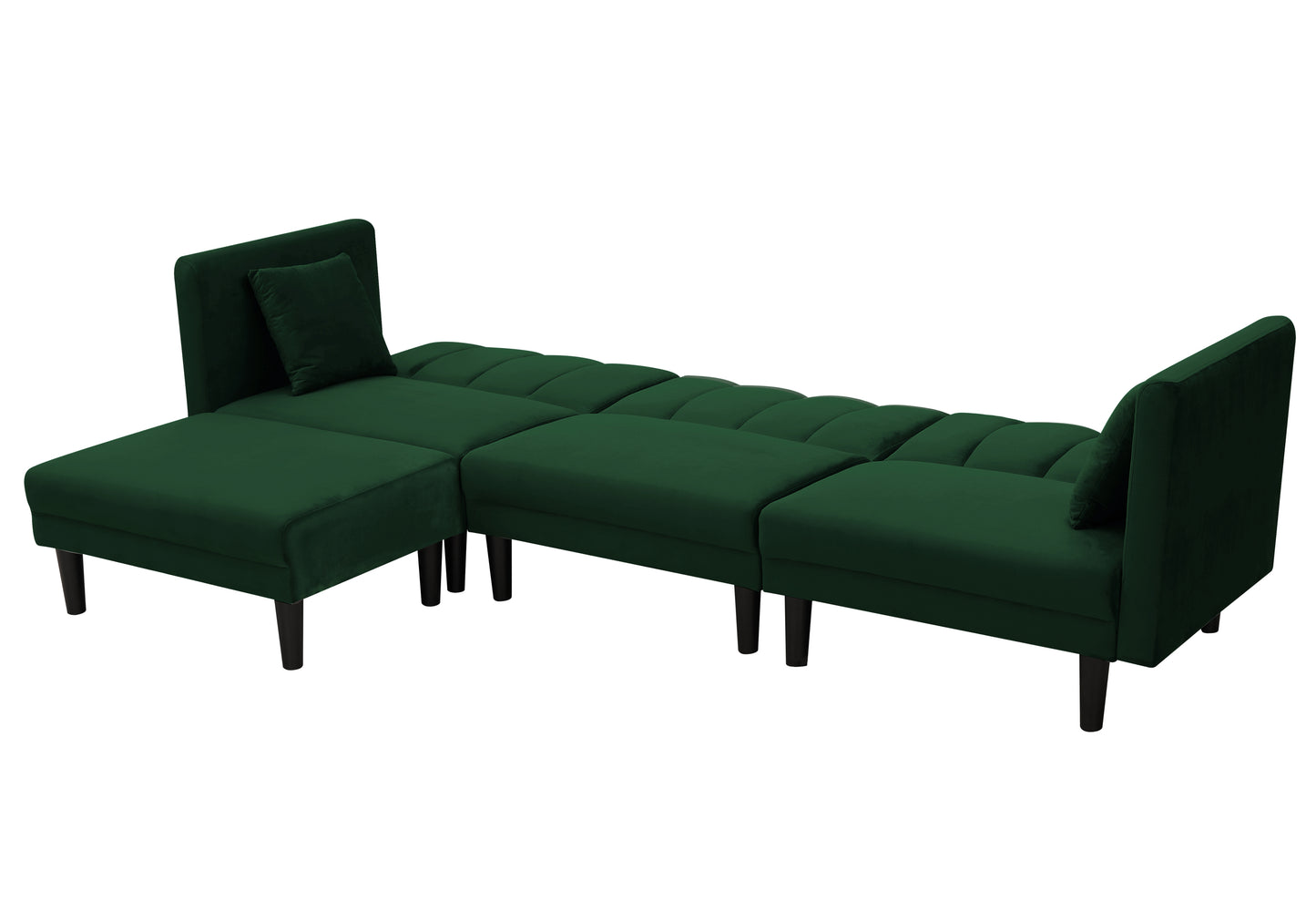 REVERSIBLE SECTIONAL SOFA SLEEPER WITH 2 PILLOWS DARK GREEN VELVET