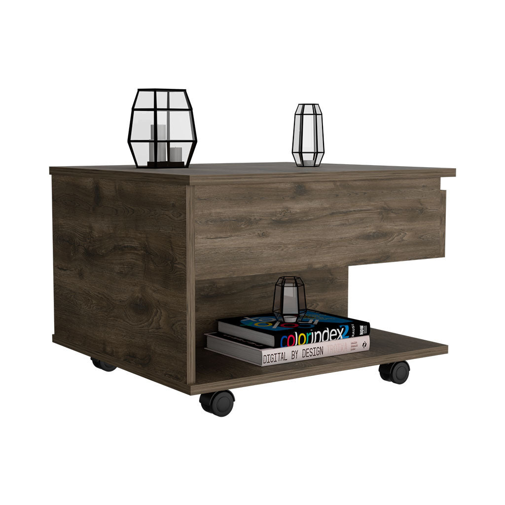 Elevate Dark Brown Lift Top Coffee Table with Casters