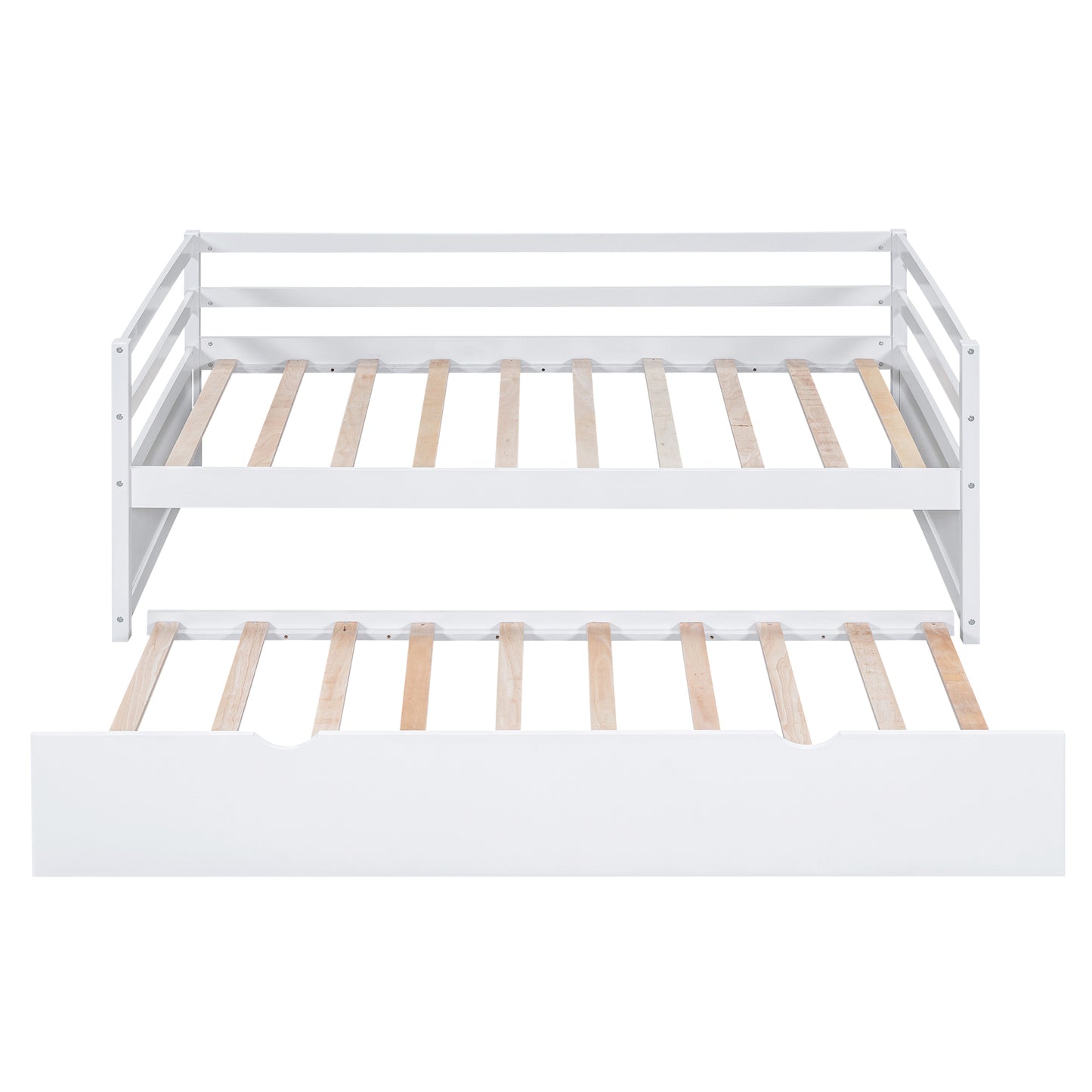 Twin Size Wood Daybed with Twin Size Trundle, White(Expected Arrival Time: 1.7)