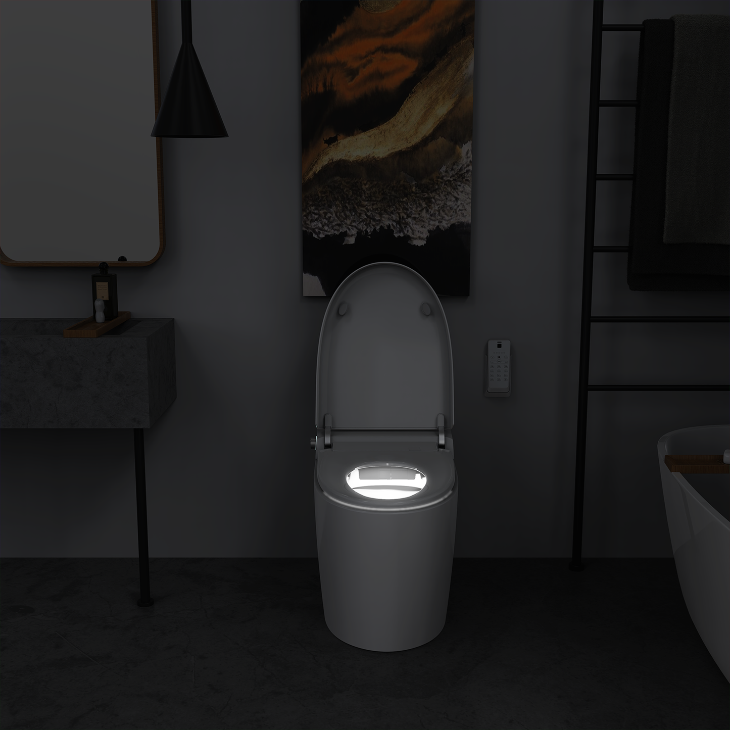 Smart Toilets with  Heated Seat,Auto Flush,AUTO Open&Close,Warm Dryer,Foot Sensor,Night Light,Remote Control