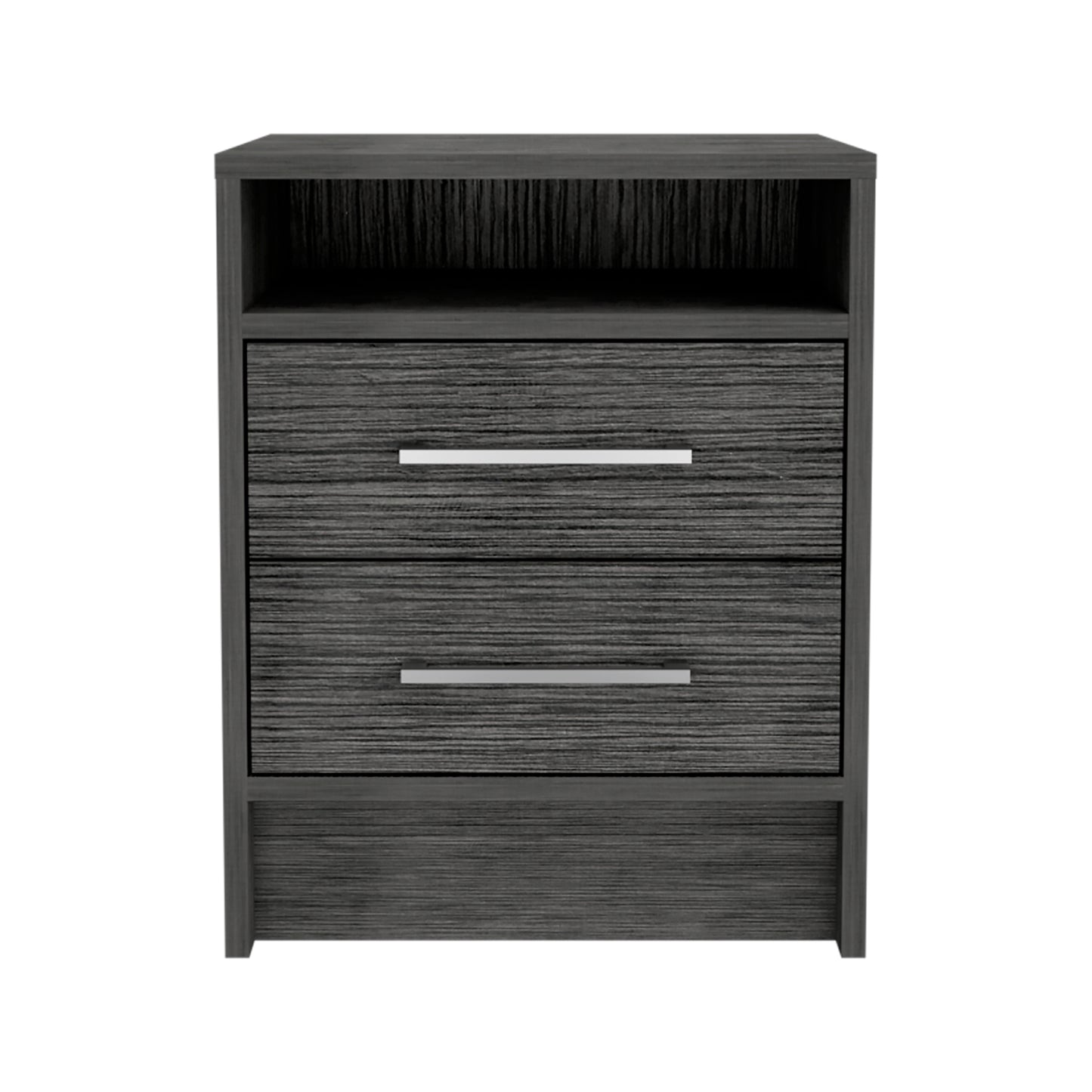 Eter Nightstand, Superior Top, Two Drawers -Smokey Oak