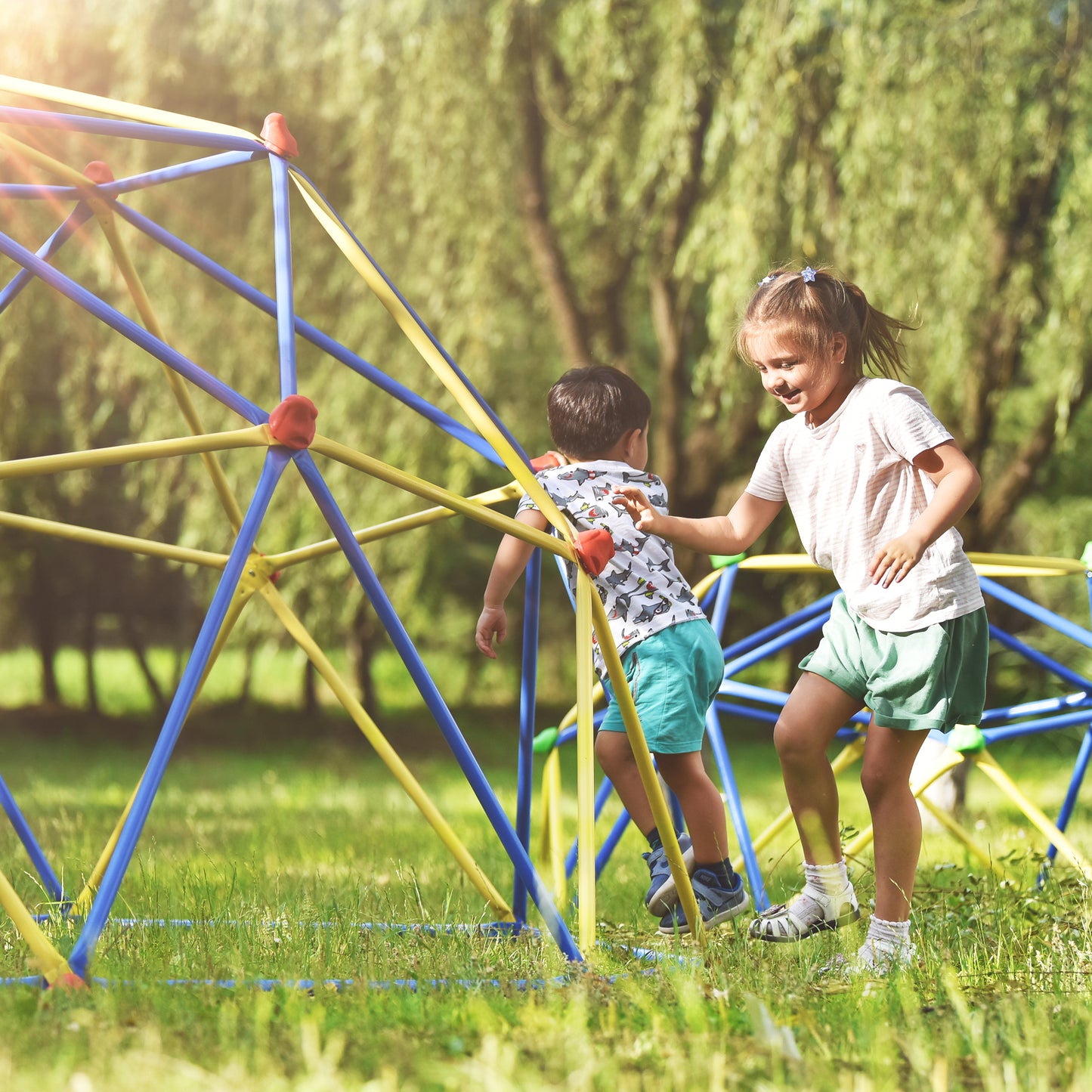 Children's Geometric Jungle Gym Dome Climber - 10 ft Playground Climbing Frame with Rust & UV Resistant Steel, Supports 1000 LBS