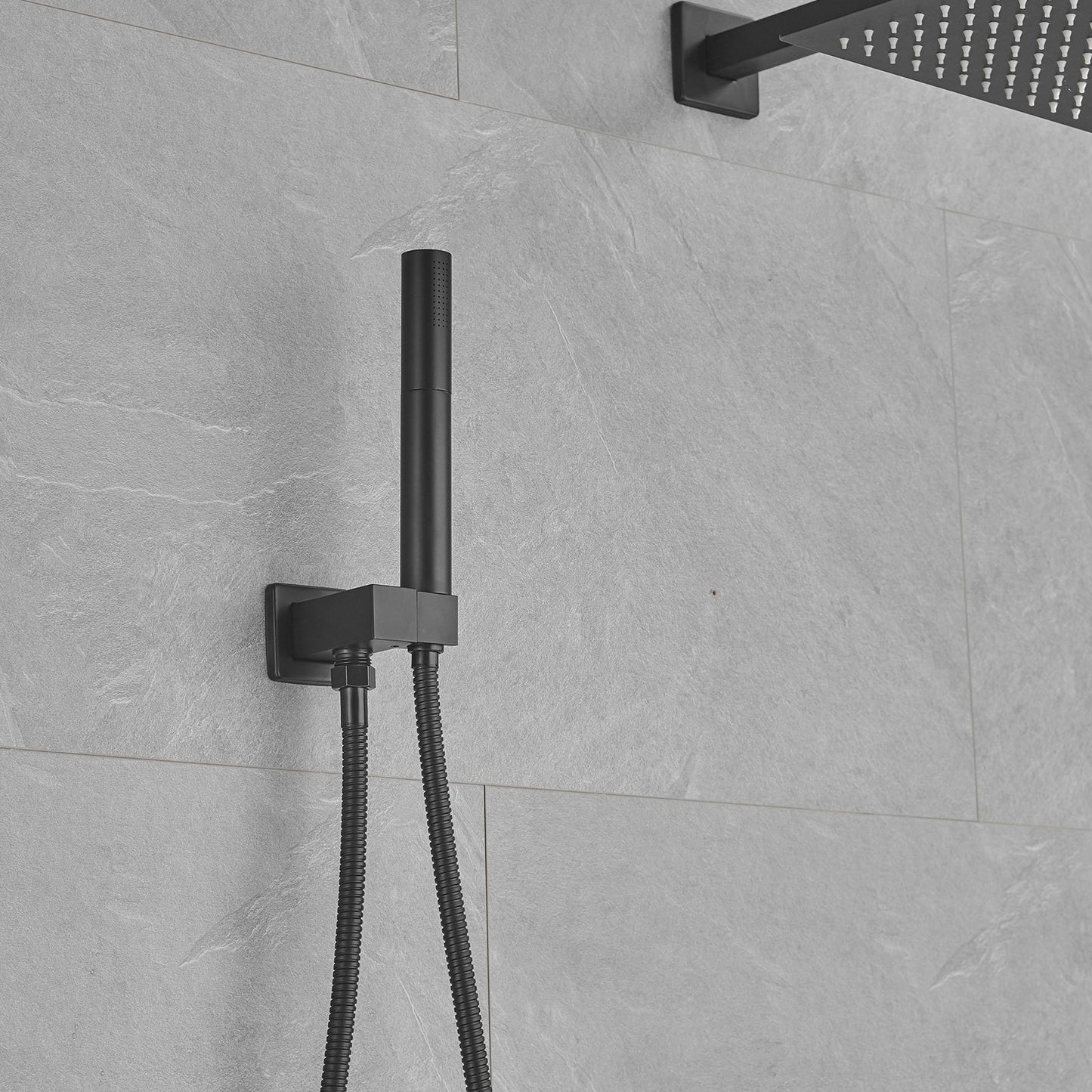 Elegant Matte Black High Pressure Shower Faucet with 2-Spray Options and 12 Shower Head (Valve Included)