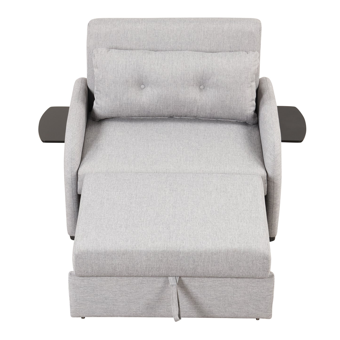 pull out sofa sleeper 3 in 1 with 2 wing table and usb charge for nap line fabric for living room recreation room grey