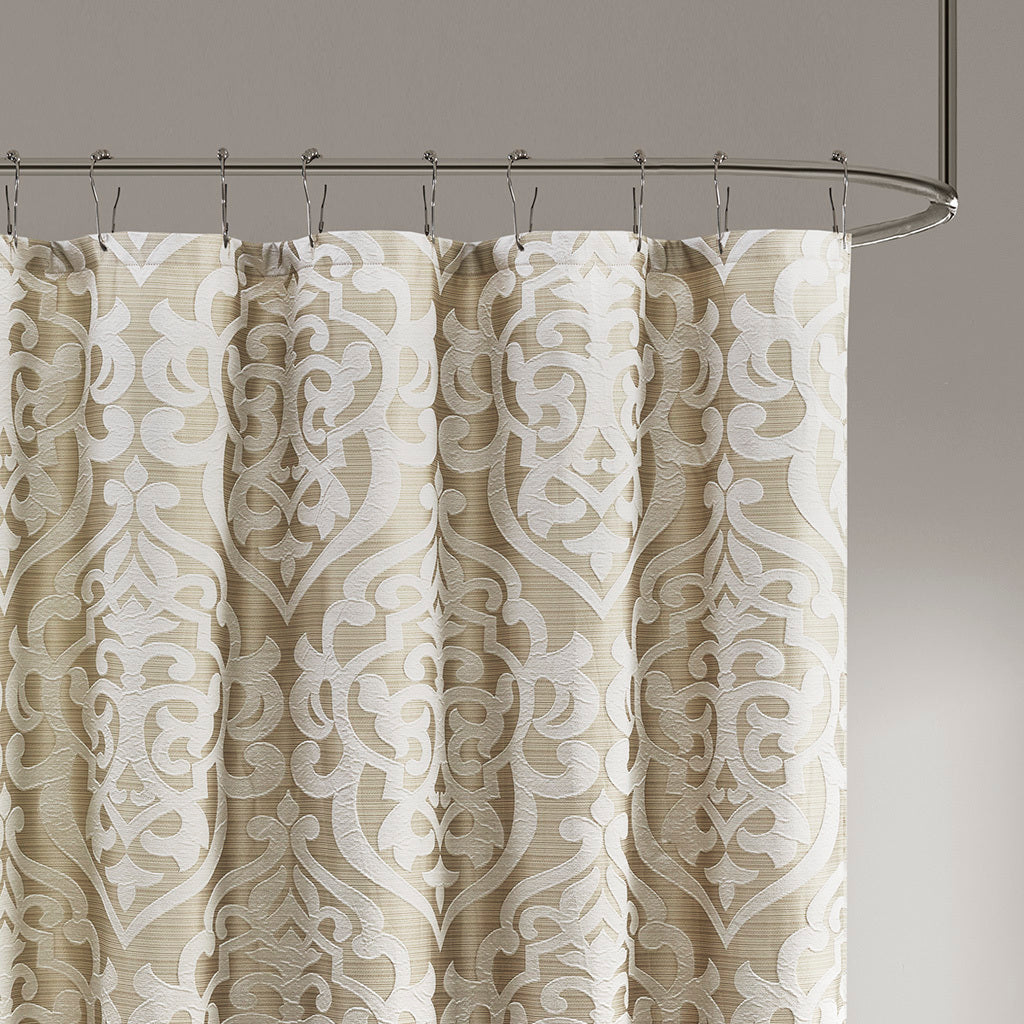 Elegant Ivory Damask Shower Curtain