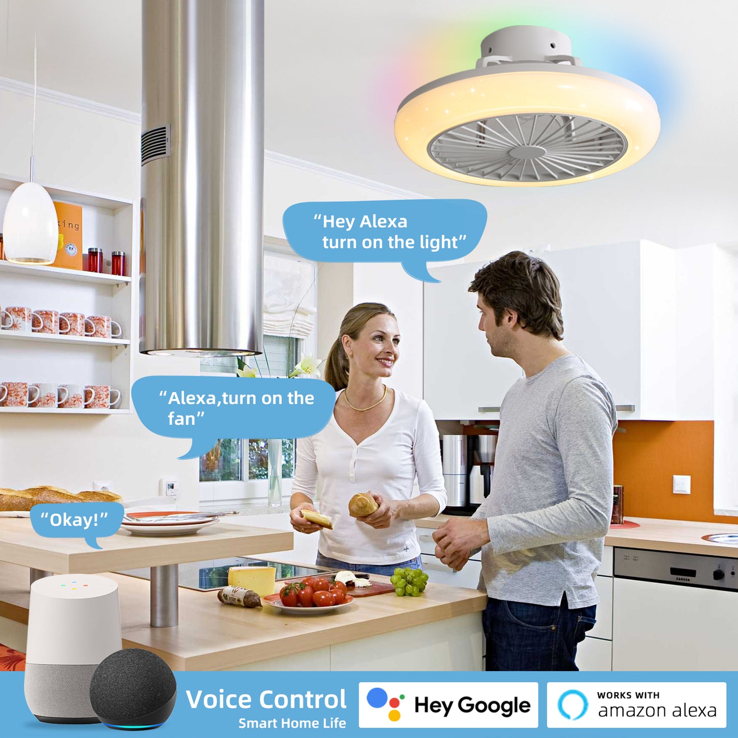 18 Bladeless Smart LED Ceiling Fan with Alexa/Google Control