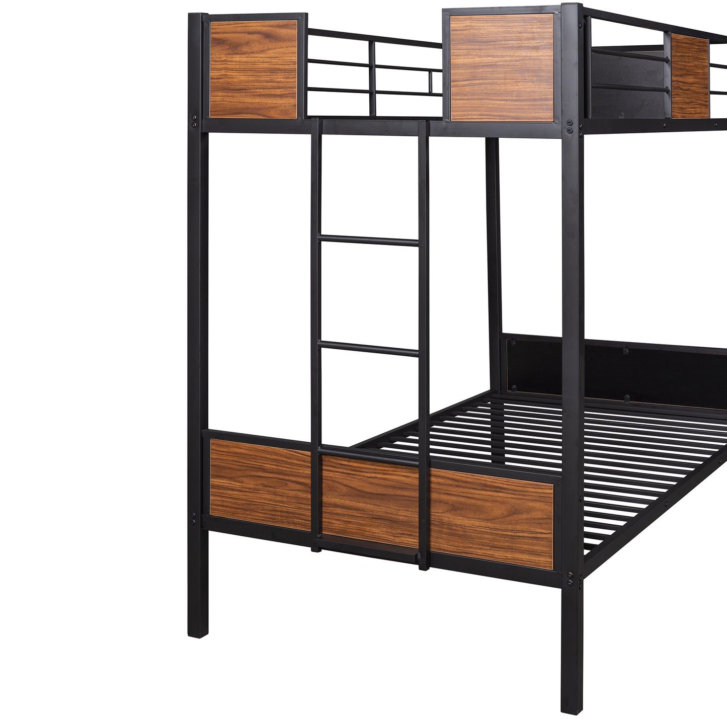 Steel Frame Twin Over Twin Bunk Bed with Safety Rail and Ladder for Bedroom, Dorm, Boys, Girls, Adults