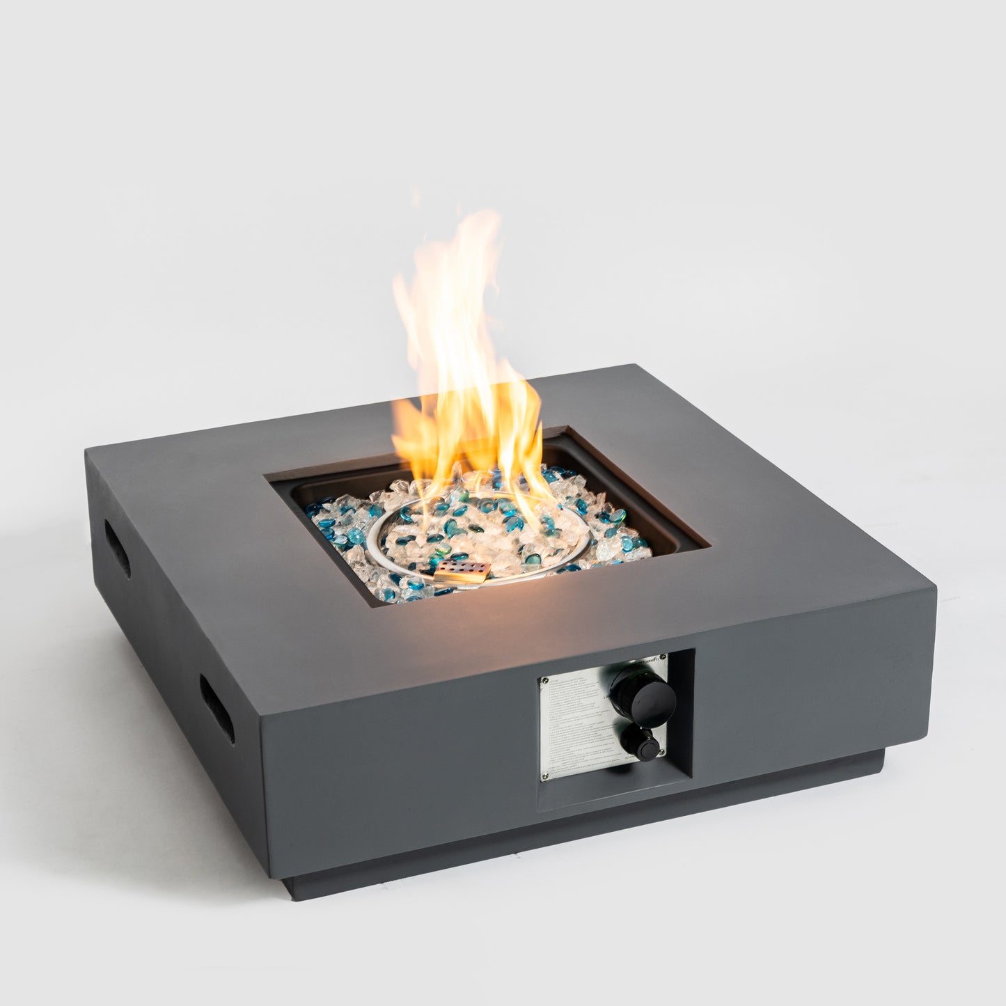Grey Concrete Propane Fire Pit Table for Outdoor Patio
