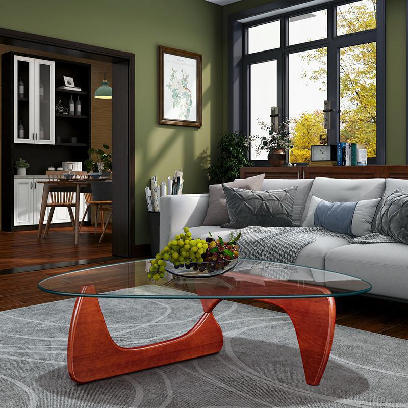 Sleek Cherry Finish Solid Wood Coffee Table