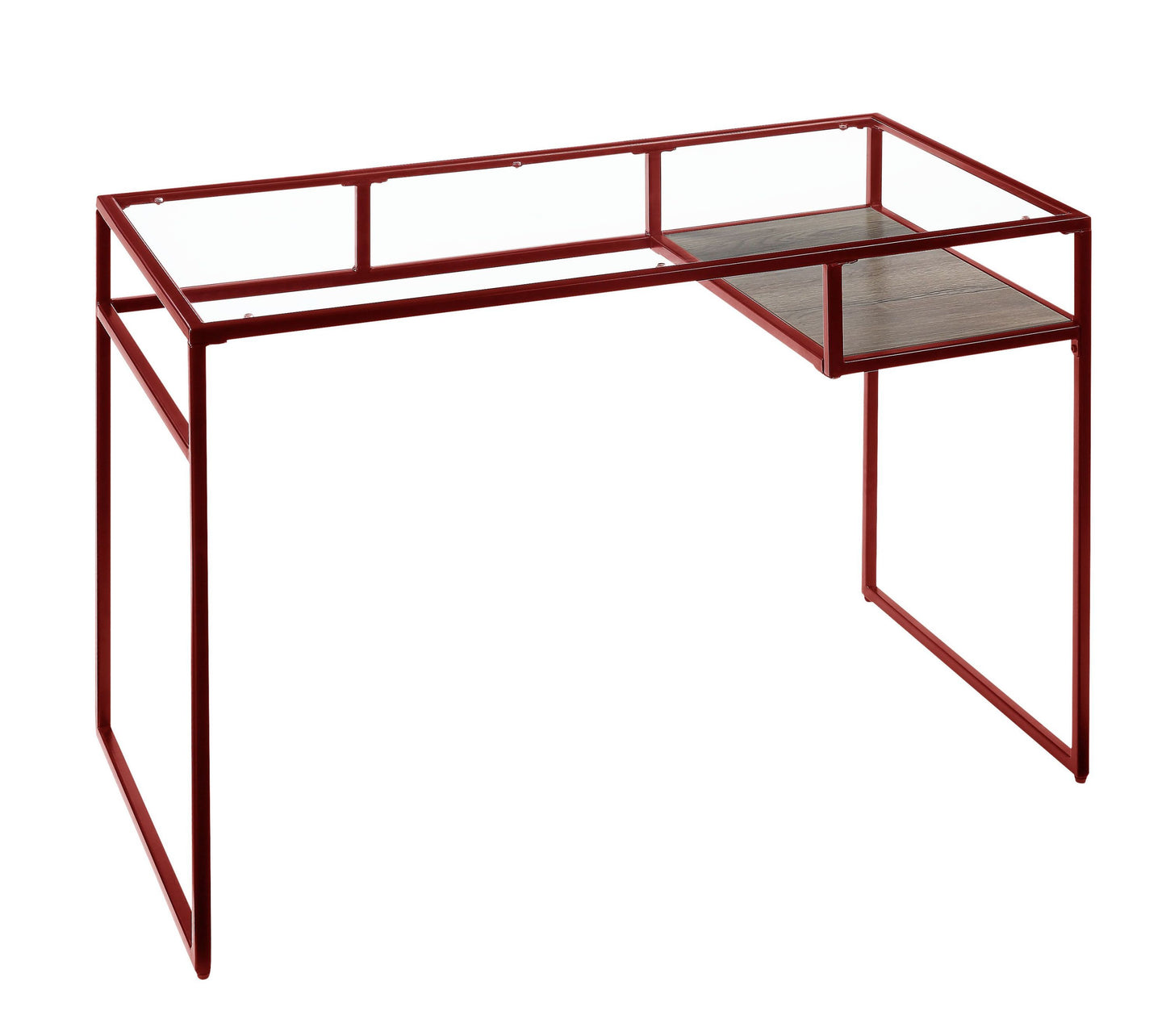 Yasin Red Glass Industrial Desk