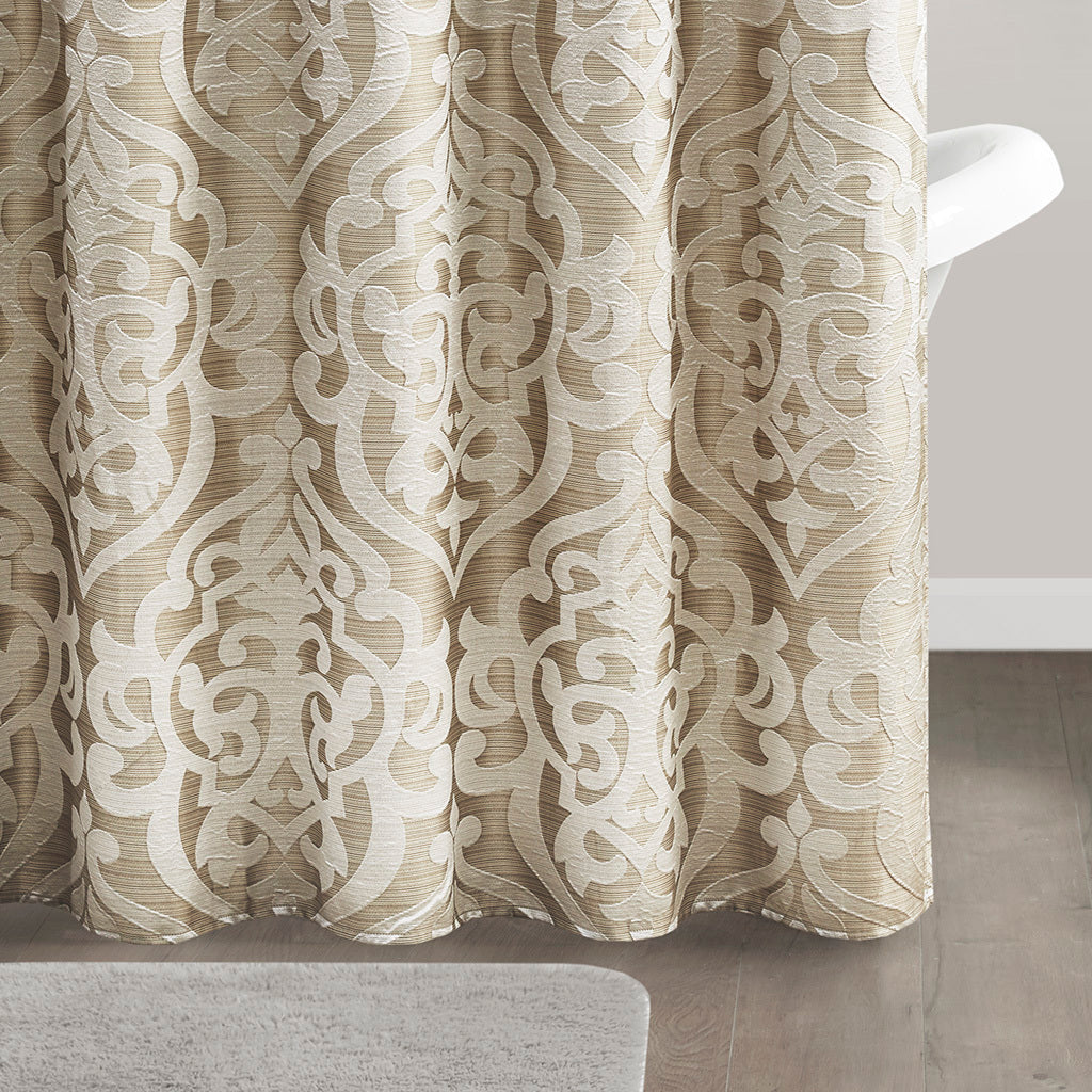 Elegant Ivory Damask Shower Curtain