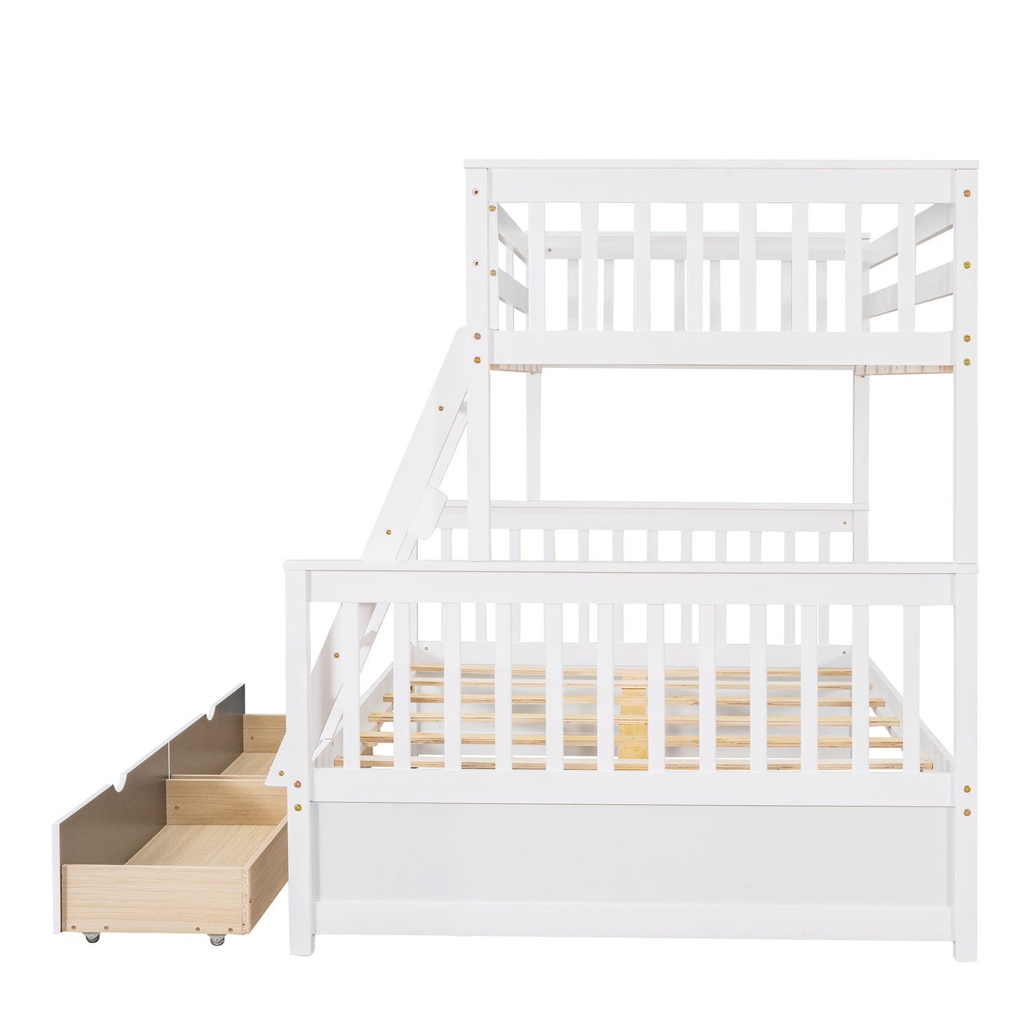 Twin/Full Bunk Bed with Stairs, Drawers, and Flexible Layout