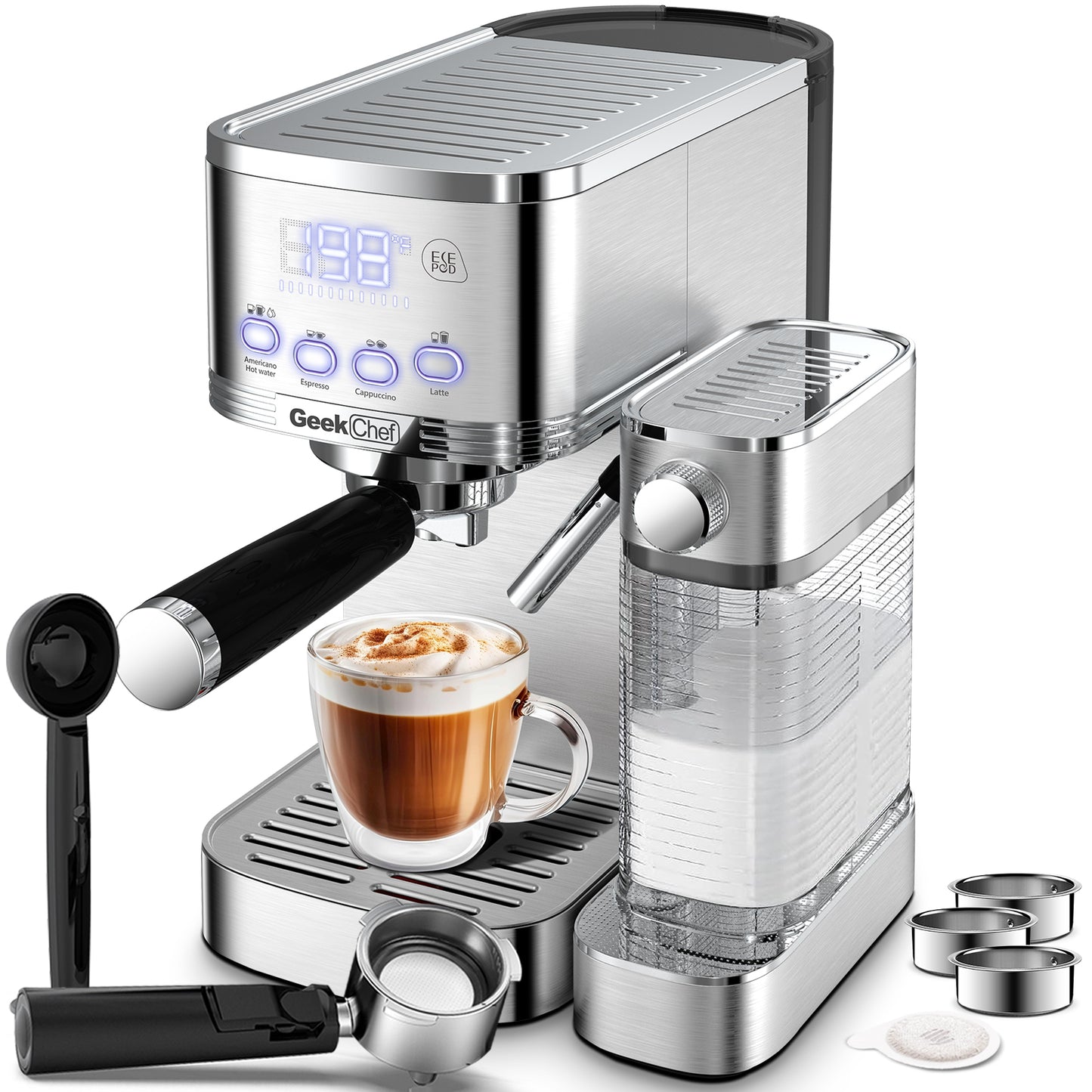 Automatic Milk Frother Espresso and Cappuccino Machine with ESE POD filter