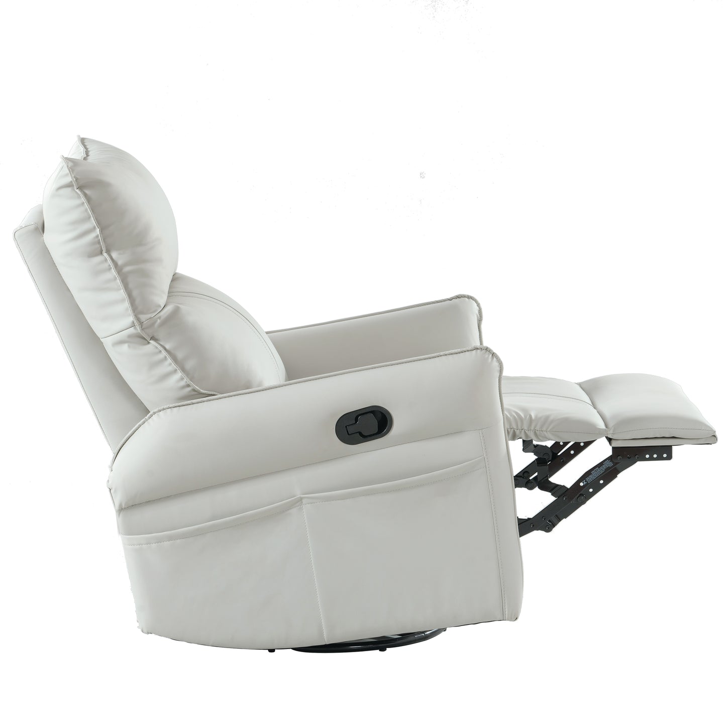 Light Gray Swivel Rocking Recliner Chair with Side Pockets