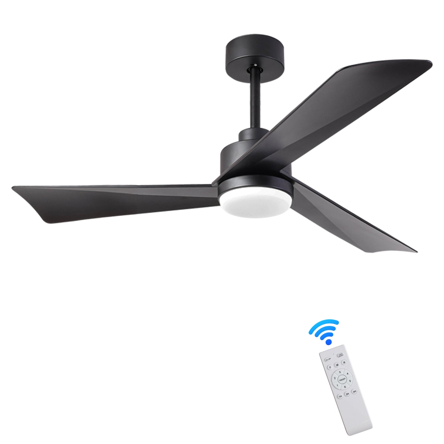 52 Black Ceiling Fan with Dimmable LED Light and Remote Control - Indoor/Outdoor