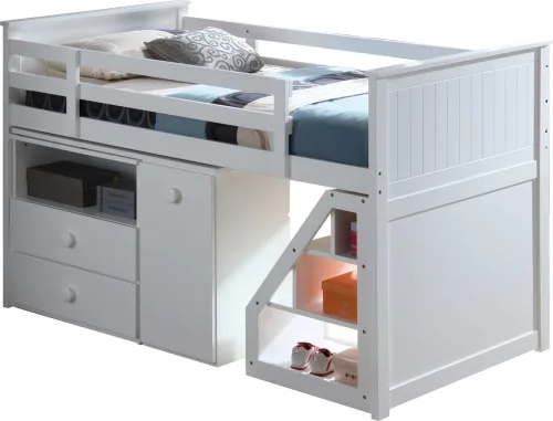 Wyatt Loft Bed & Storage in White 19405