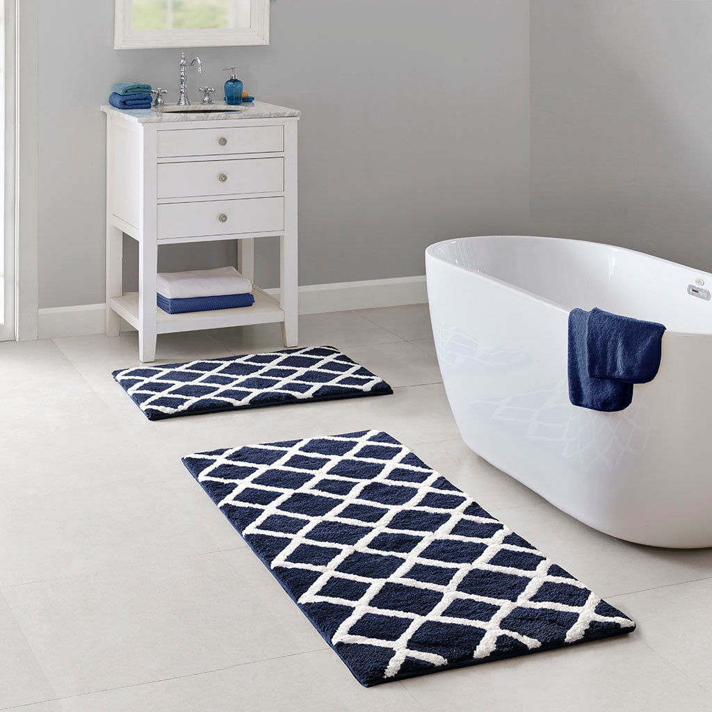 Refined Microfiber Bath Rug with Dual Geometric Design