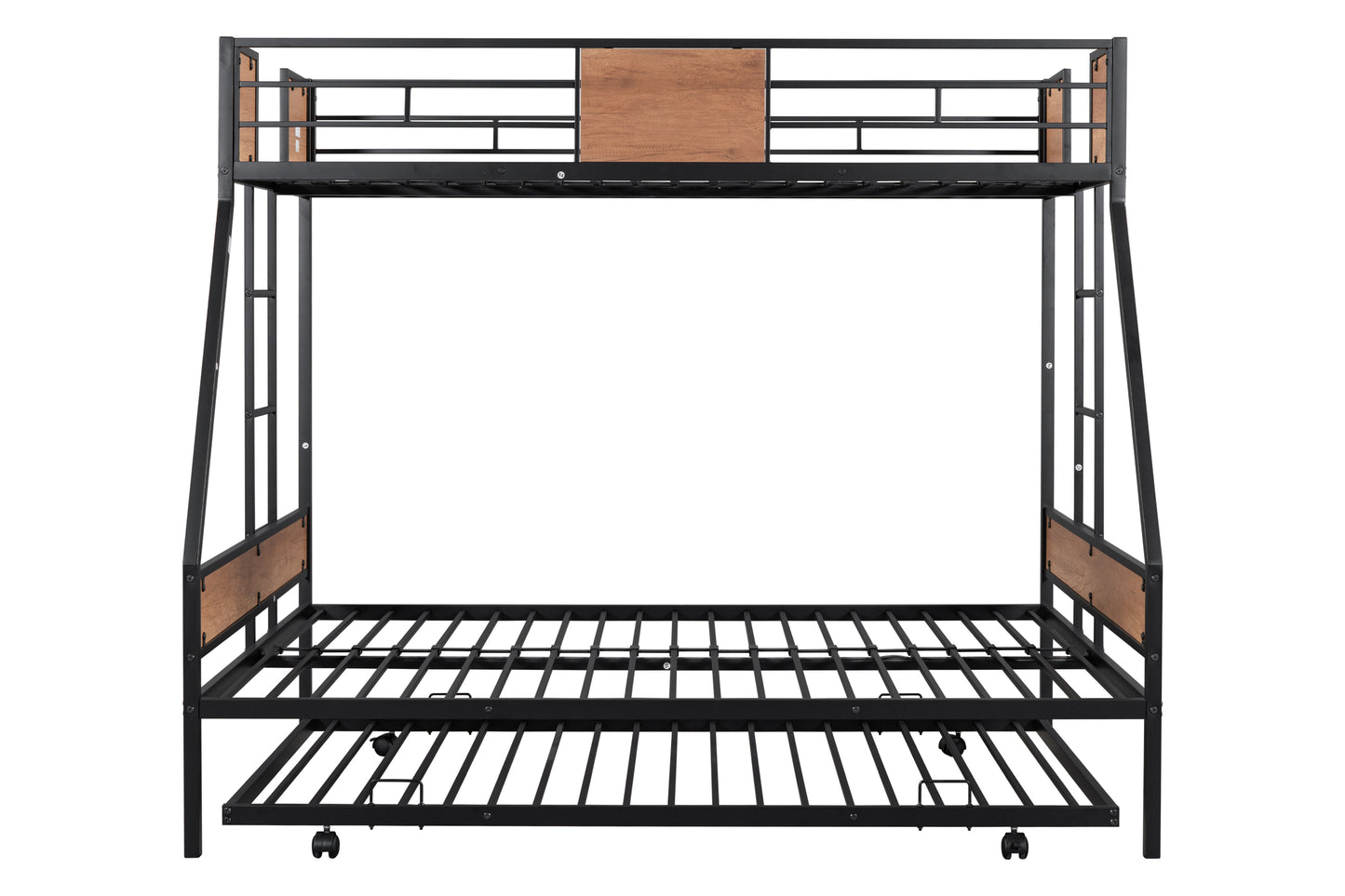 Metal Triple Sleeper Bunk Bed with Trundle and Soundproof Design and Safety Features