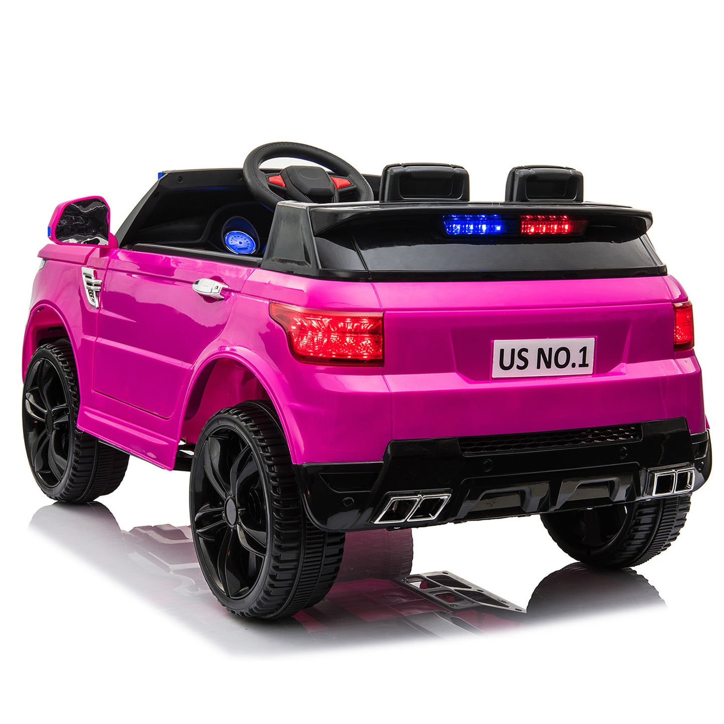 12V Kids Ride-On SUV Cop Car with Remote Control and Siren Sounds - Rose Red