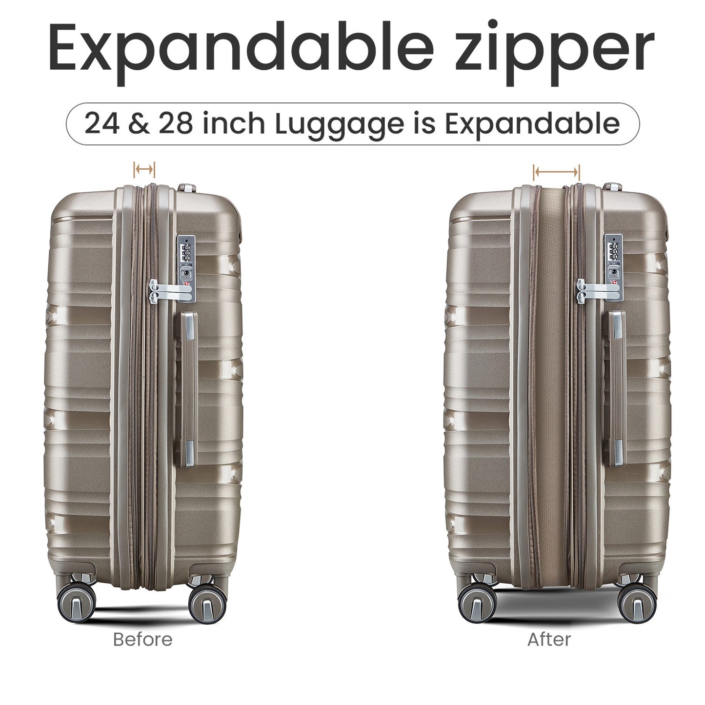 Luggage 4 Piece Sets(14/20/24/28), Hard Shell Lightweight TSA Lock Carry on Expandable Suitcase with Spinner Wheels Travel Set for Men Women