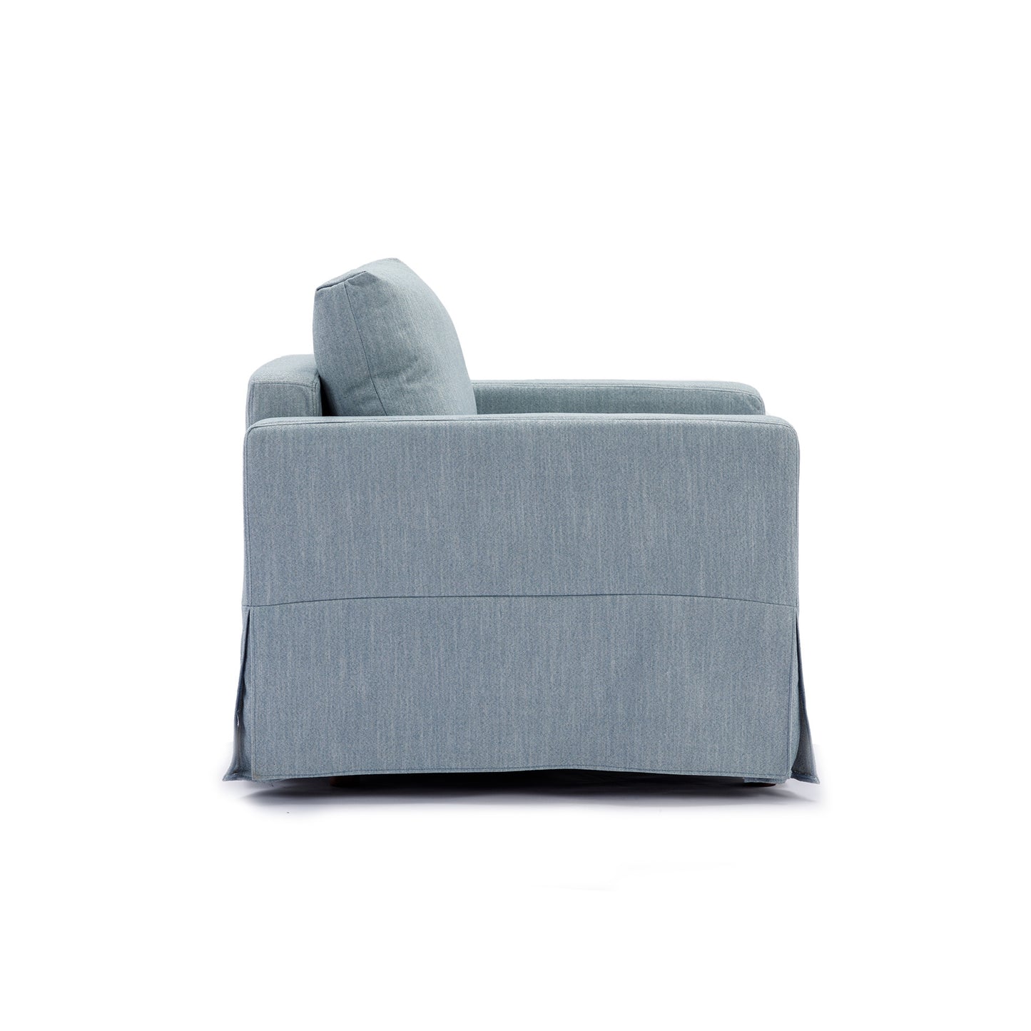 Light Blue 2 Seat Sectional Sofa Set with Ottoman and Removable Washable Cushions