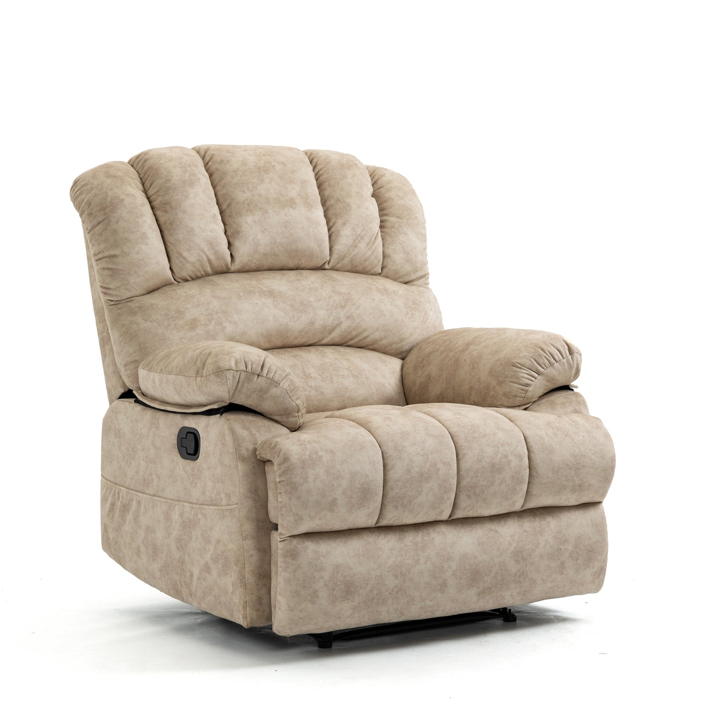 Large Beige Fabric Recliner Chair with Manual Control for Maximum Comfort in the Living Room