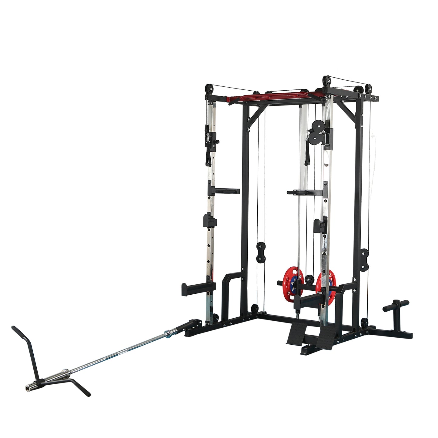 Power cage with LAT PullDown and Weight Storage Rack Optional Weight Bench, 1400 lb Capacity Power Rack for Home and Garage Gyms, Multiple Accessory Squat Racks for Full Body Workouts