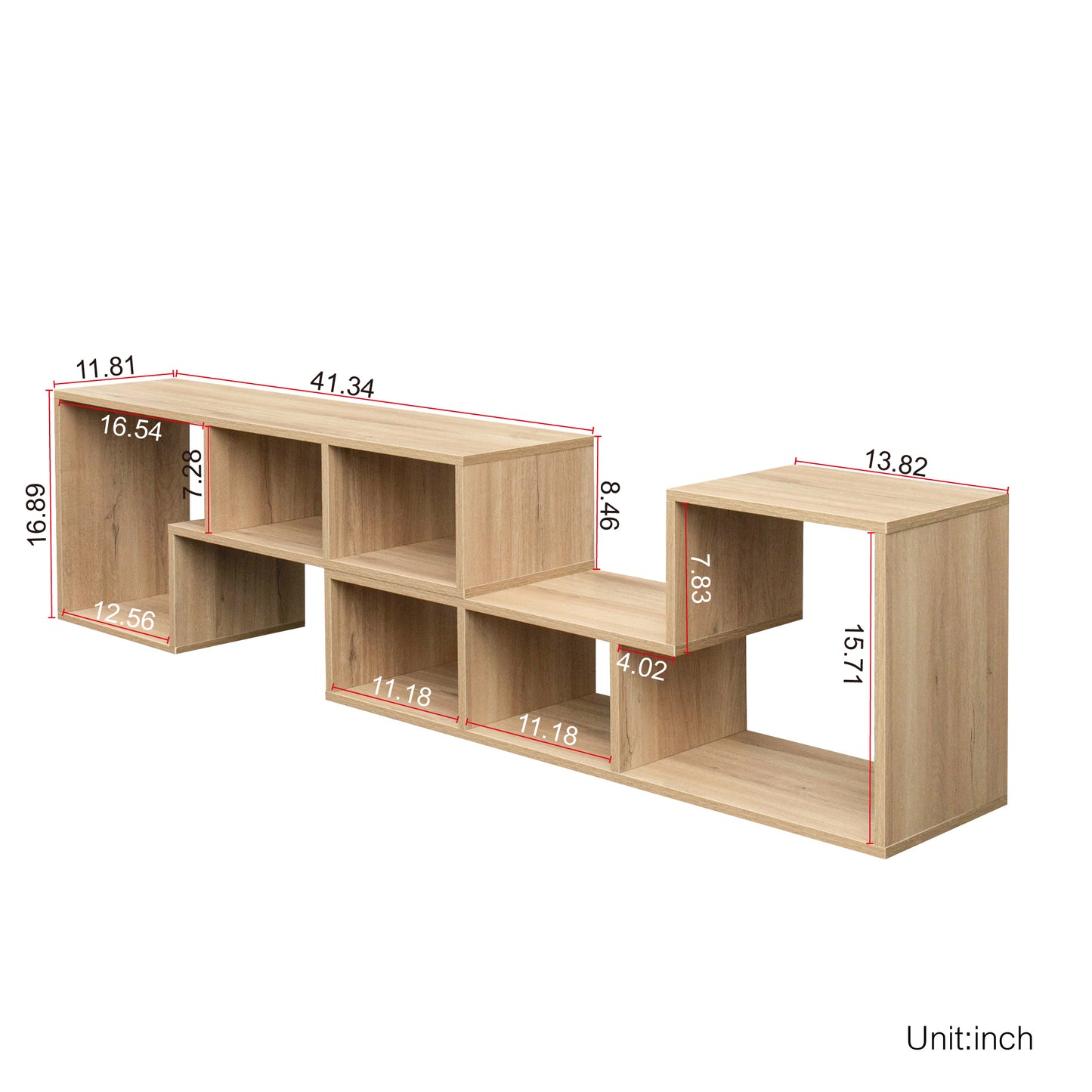 Rustic Oak Double L-Shaped Stand for Versatile Home Organization