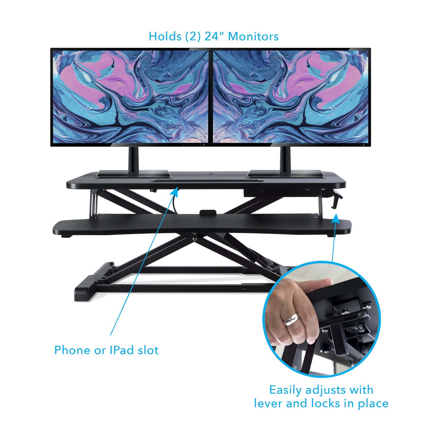 Elevate Ergonomic Black Standing Desk Converter - Gas Spring, Desktop Riser