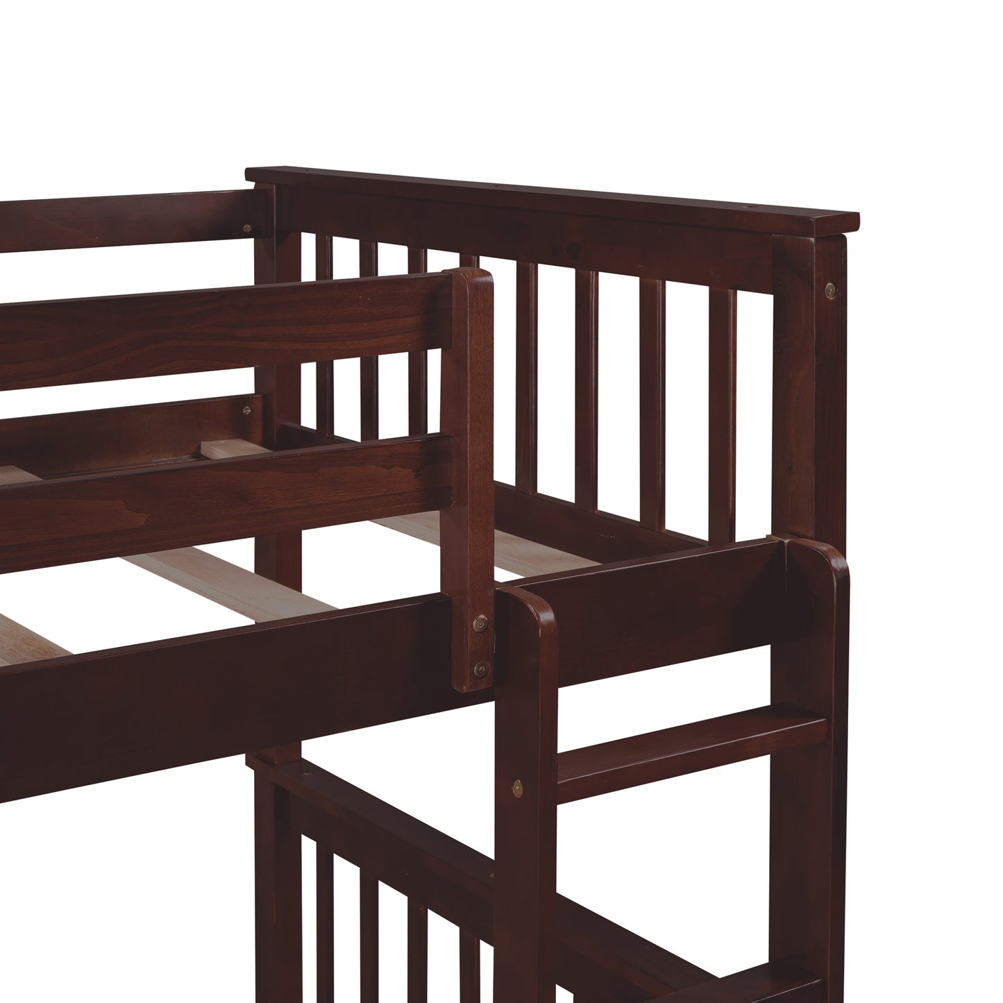 Twin Bunk Bed with Storage Drawers and Ladders in Espresso - Space-Efficient Solution