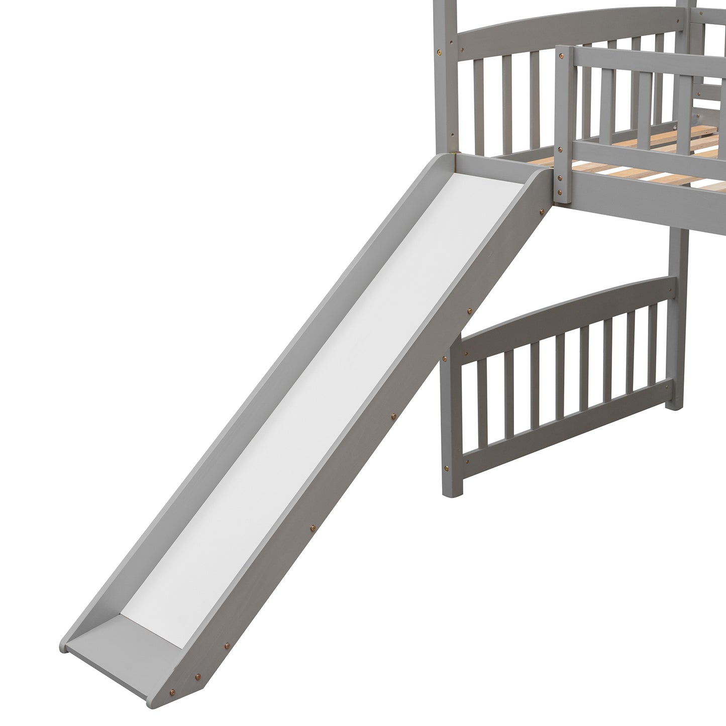 Twin Loft Bed with Slide, House Bed with Slide,White( :LT000212AAE)