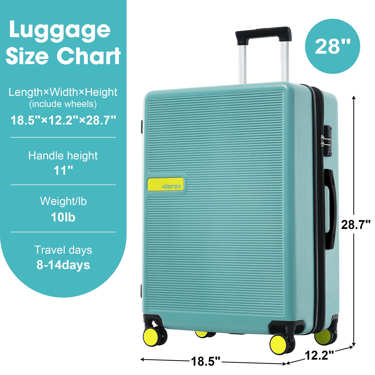 Contrast Color Hardshell Luggage 28inch Expandable Spinner Suitcase with TSA Lock Lightweight