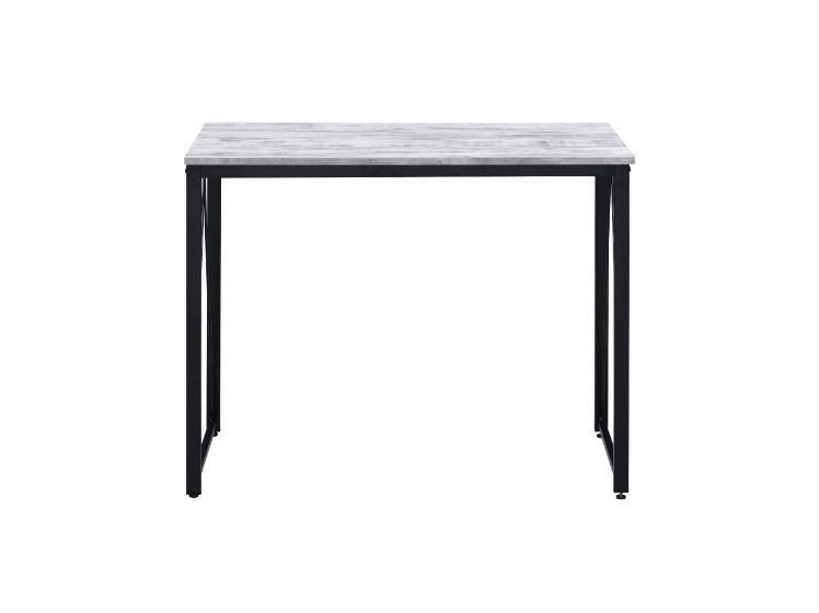 Rustic Industrial Zaidin Writing Desk in Antique White and Black Finish