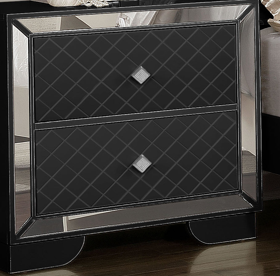 Madison Upholstery Nightstand Made with Wood in Black Color