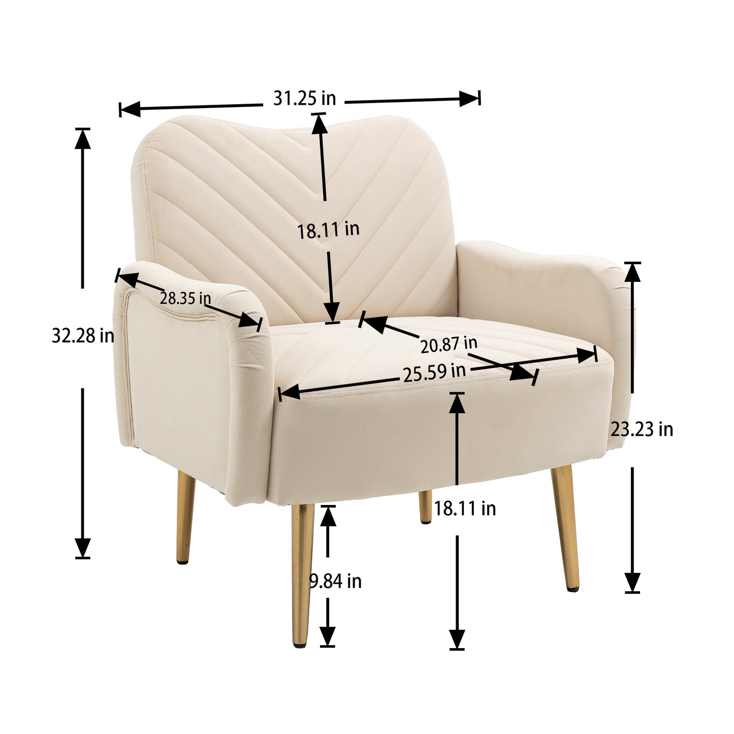 Velvet Chair , Accent  chair/ Living room lesiure chair with metal feet