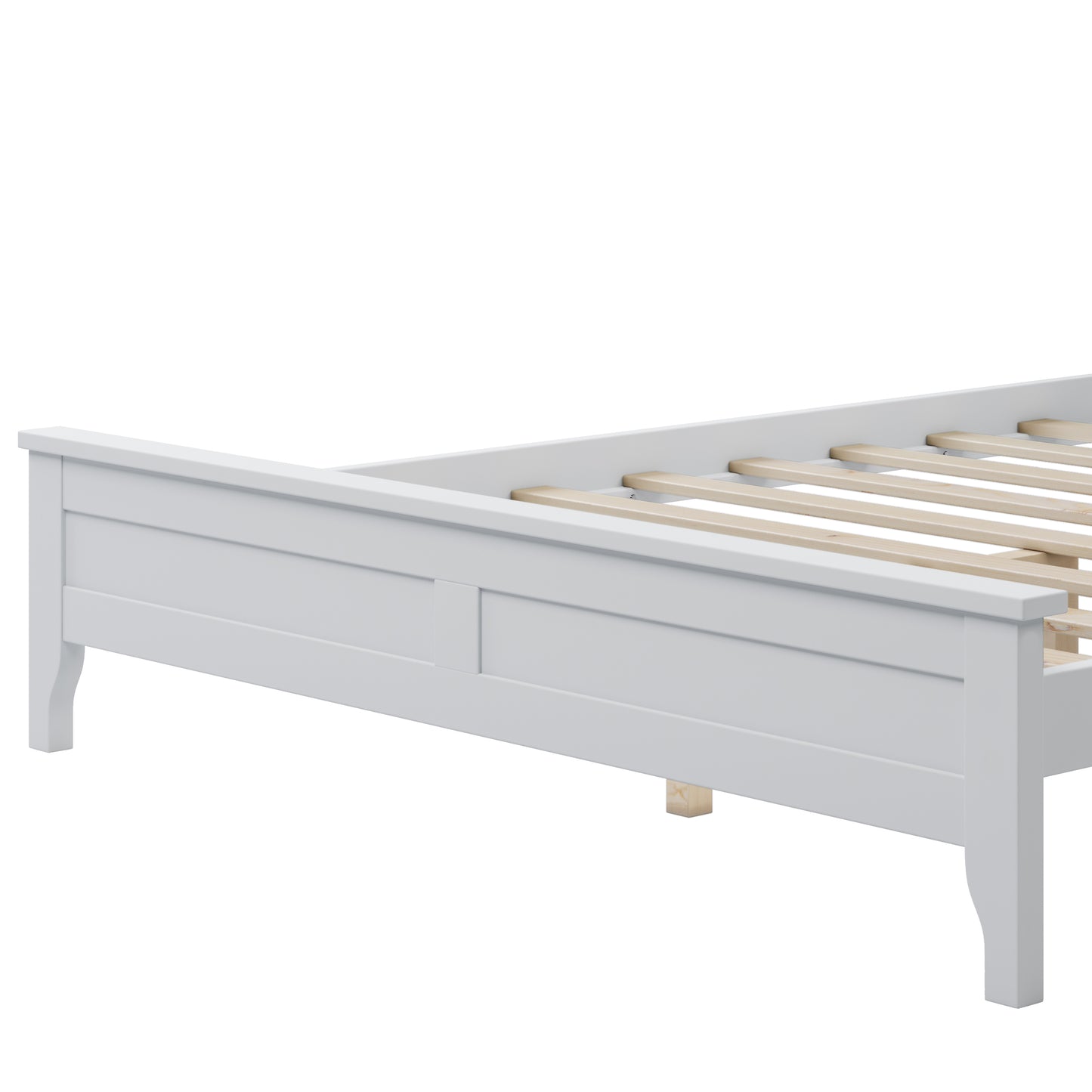 Modern White Solid Wood Full Platform Bed