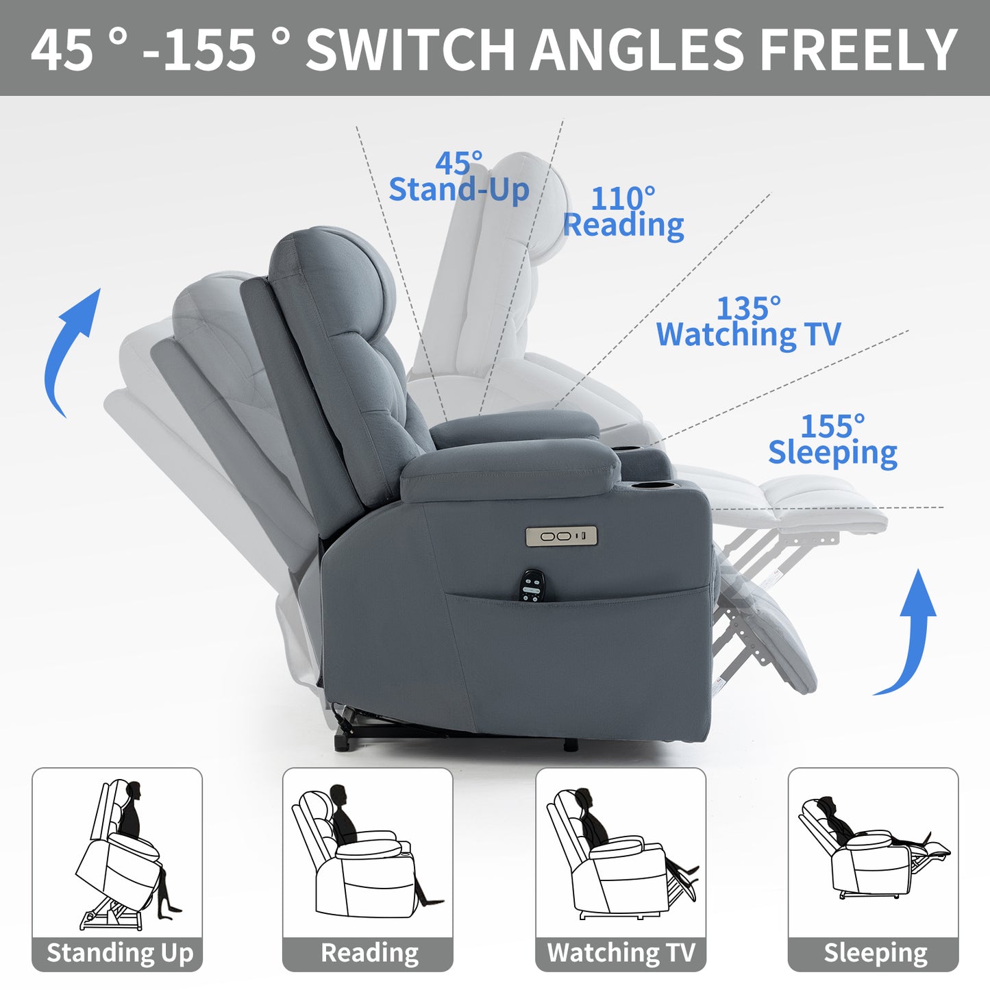 Ultimate Comfort Lift Recliner Chair with Vibration Massage, Heating, Cup Holders, and USB Ports