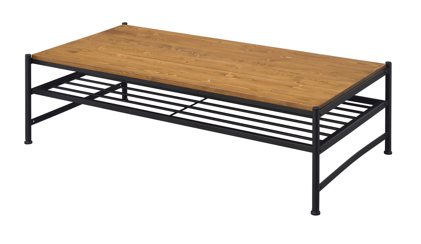 Oak & Black Industrial Coffee Table - Kande Design