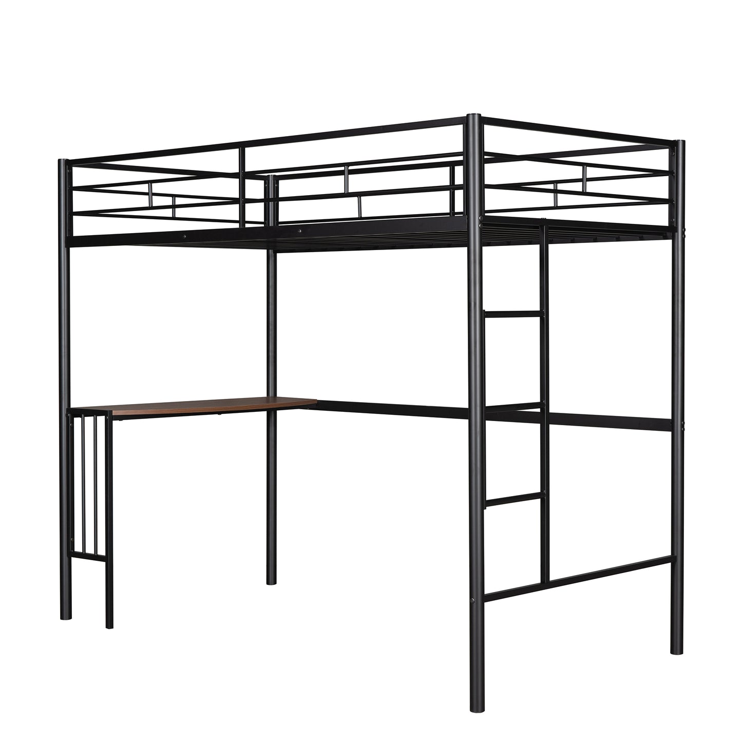 Metallic Black Bunk Bed with Desk and Full Over Twin Configuration