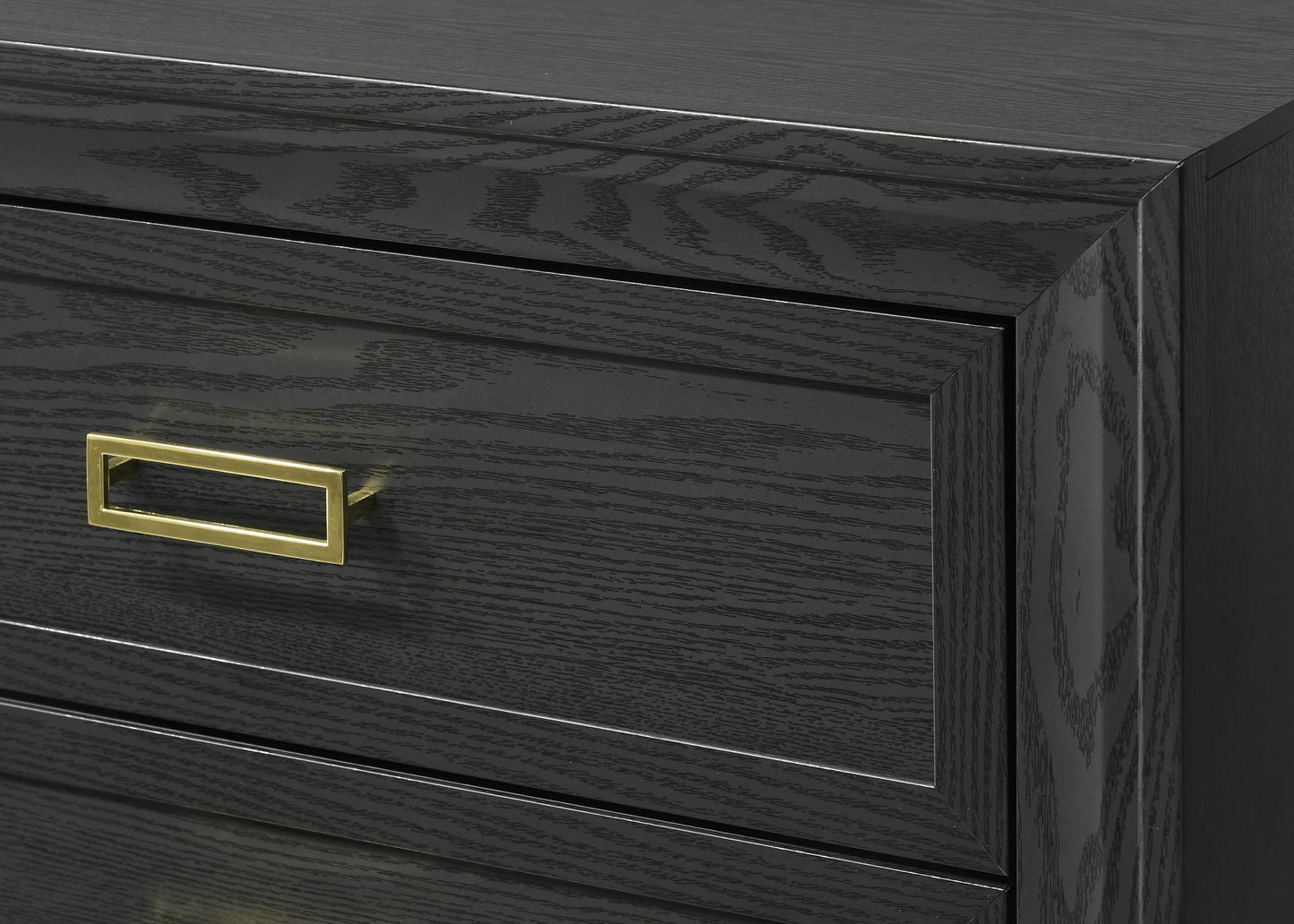 Glamorous 1pc Modern Glam Style 2-Drawer Nightstand Black Gold Finish Gold-colored Hardware Bedroom Furniture