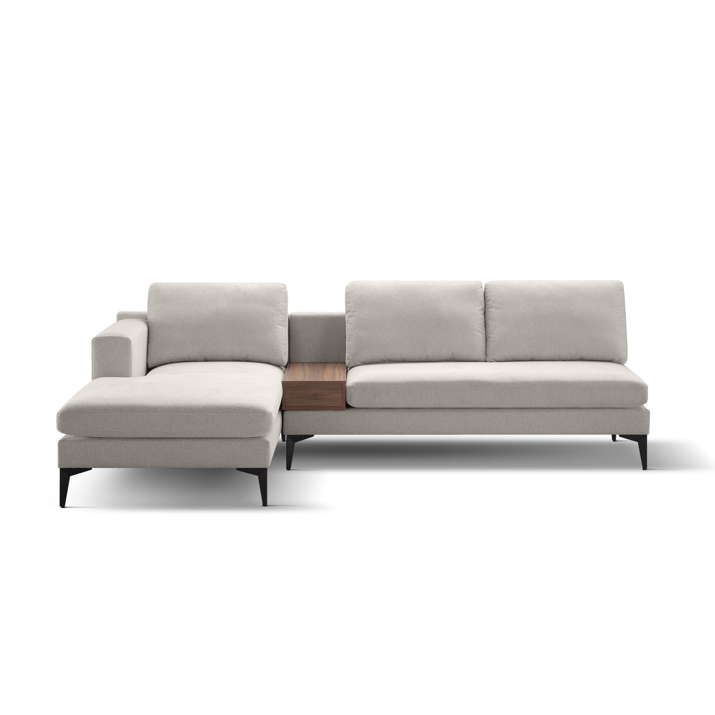 L Shape Modern Sectional L Shape Couch Sofa with Reversible Chaise and Armless 2 Seater Loveseat , 2 Piece Free Combination Sectional Couch with Left or Right Arm Facing Chaise, Texture Champange