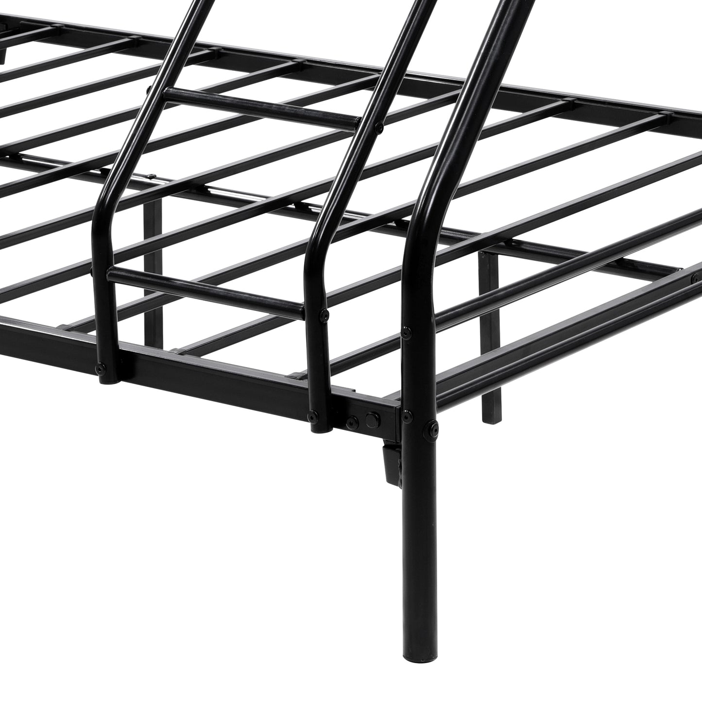 Solid Black Metal Twin-Over-Full Bunk Bed with Upgraded Safety Features