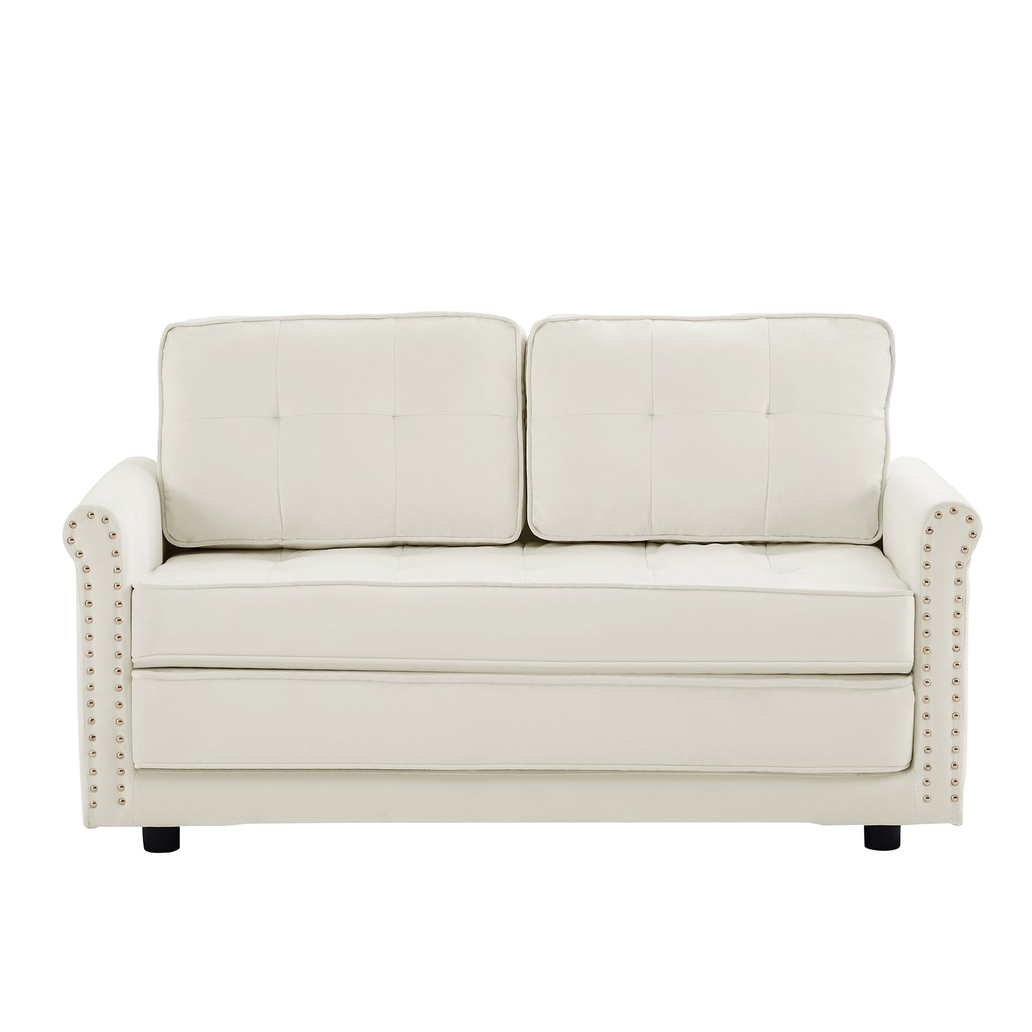 cream white velvet sofa with armrest