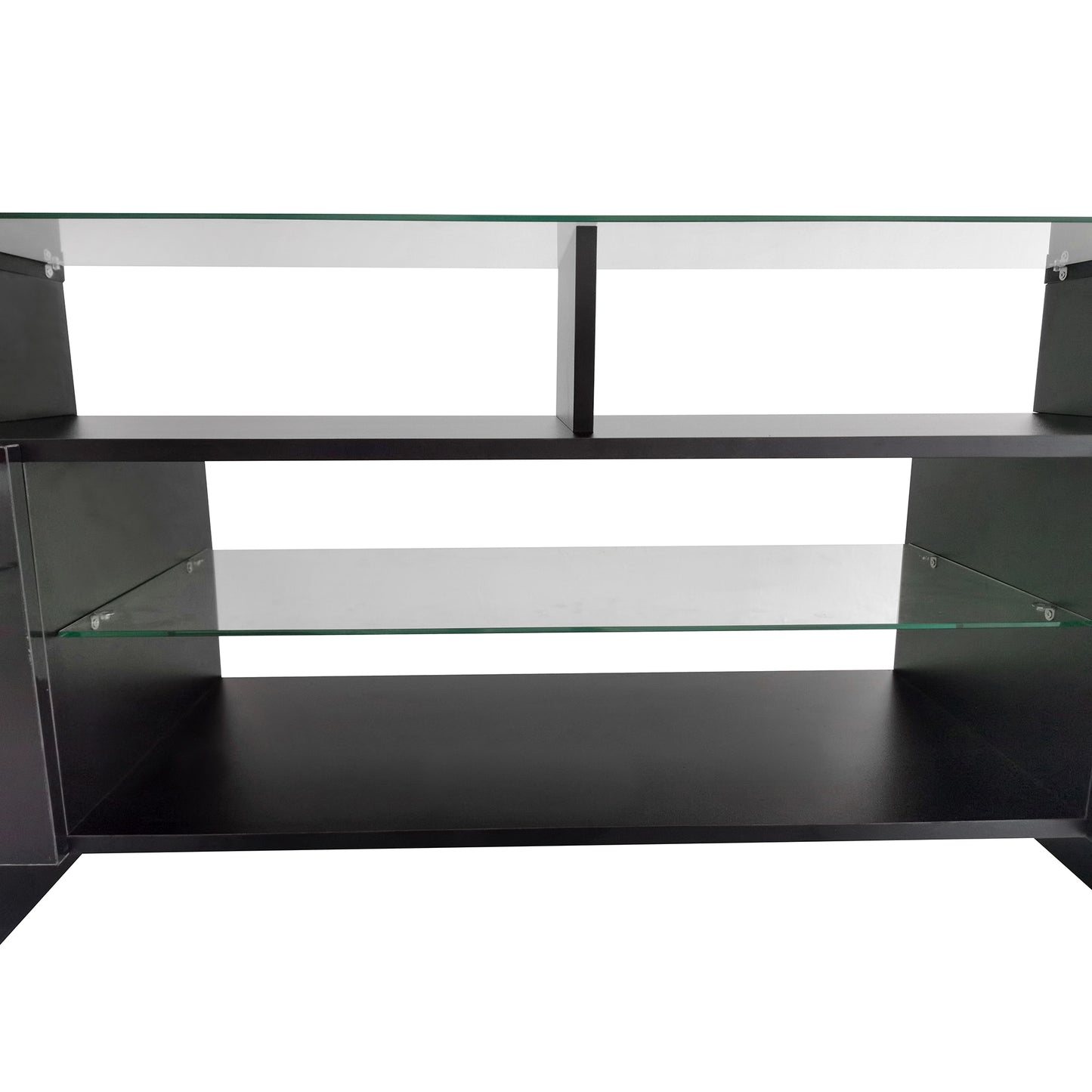 Black High Gloss TV Stand with LED Glass Shelves for TVs Up to 80